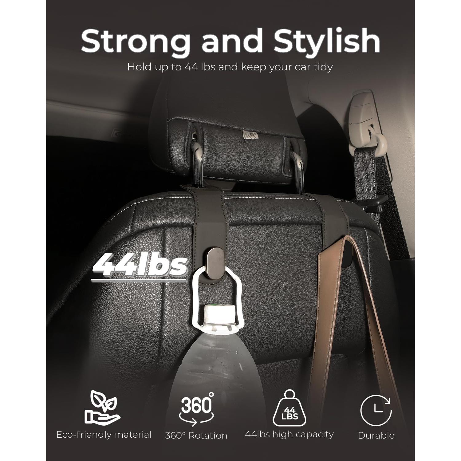 Juego de 4 Ganchos para Reposacabezas TANGT - Cuero PU y Acero Inoxidable