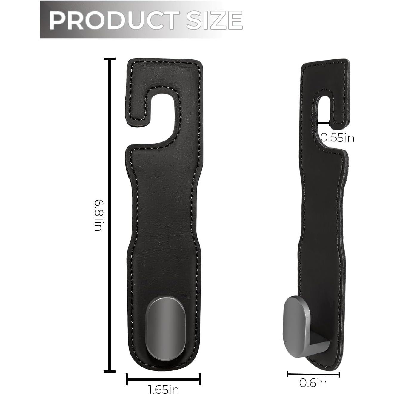 Juego de 4 Ganchos para Reposacabezas TANGT - Cuero PU y Acero Inoxidable