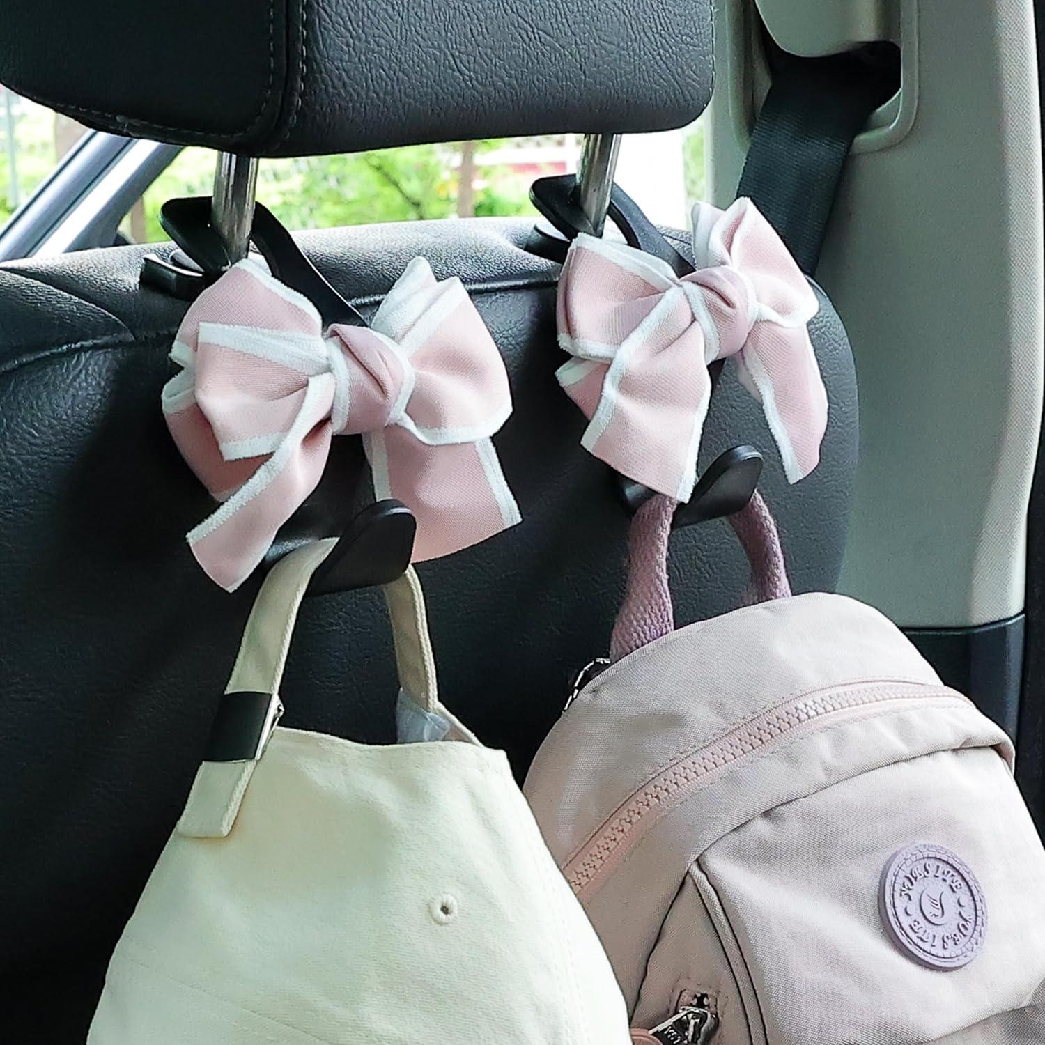 Gancho organizador para reposacabezas Amooca - 2 piezas, negro y rosa