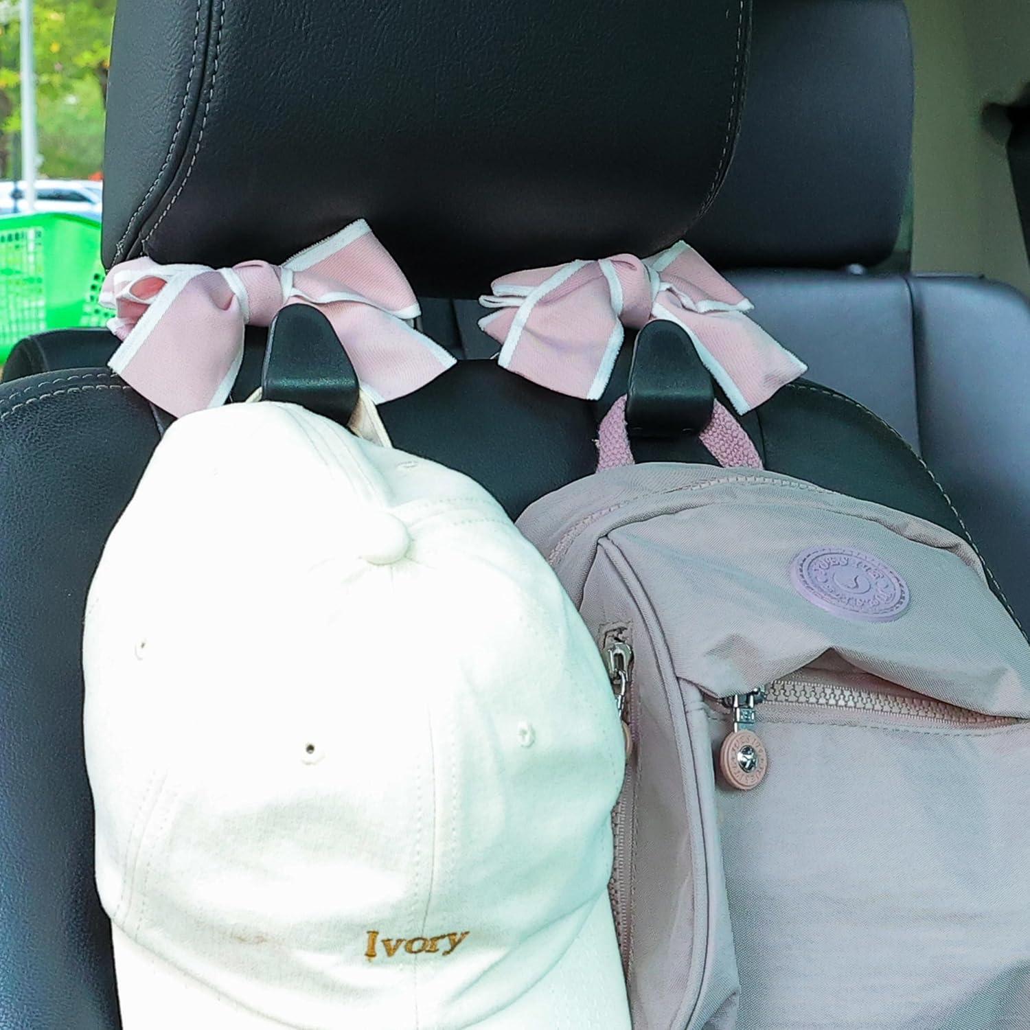 Gancho organizador para reposacabezas Amooca - 2 piezas, negro y rosa