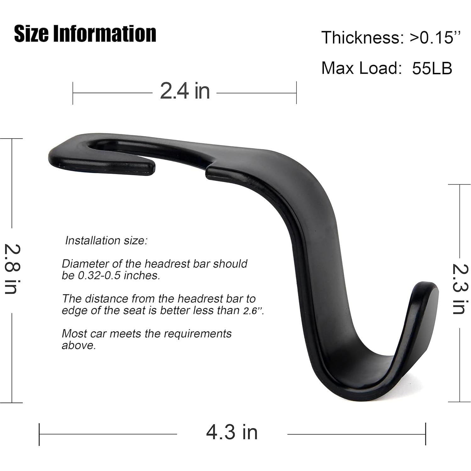 Gancho organizador para reposacabezas Amooca - 2 piezas, negro y rosa