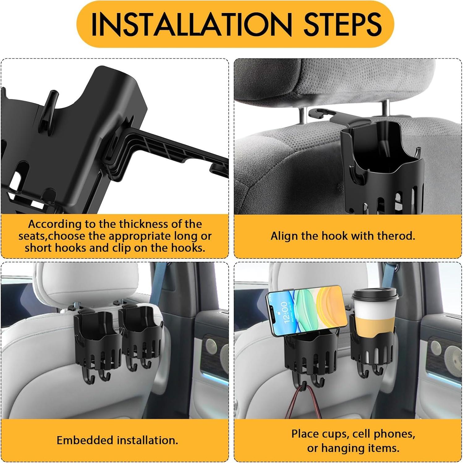 Soporte para Tazas de Coche Padxtege 2PCS Gancho Reposacabezas