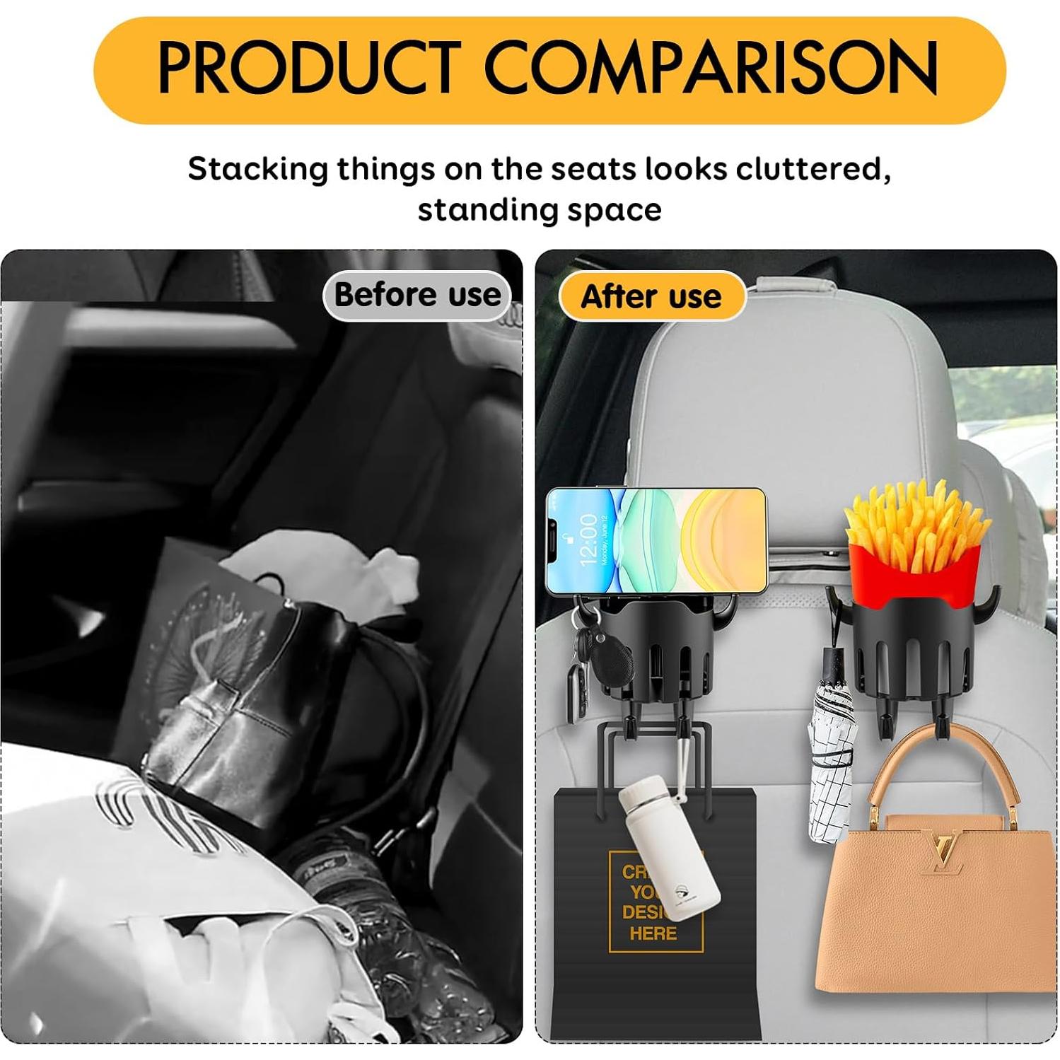 Soporte para Tazas de Coche Padxtege 2PCS Gancho Reposacabezas