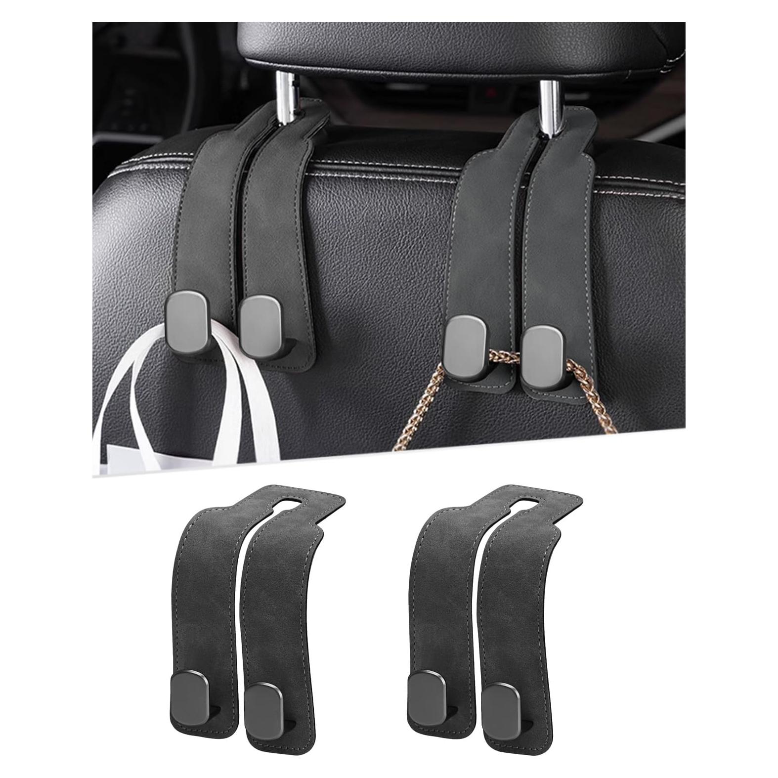 Ganchos para Cabezal de Asiento Sousac - 2 Pcs, Gris, Cuero