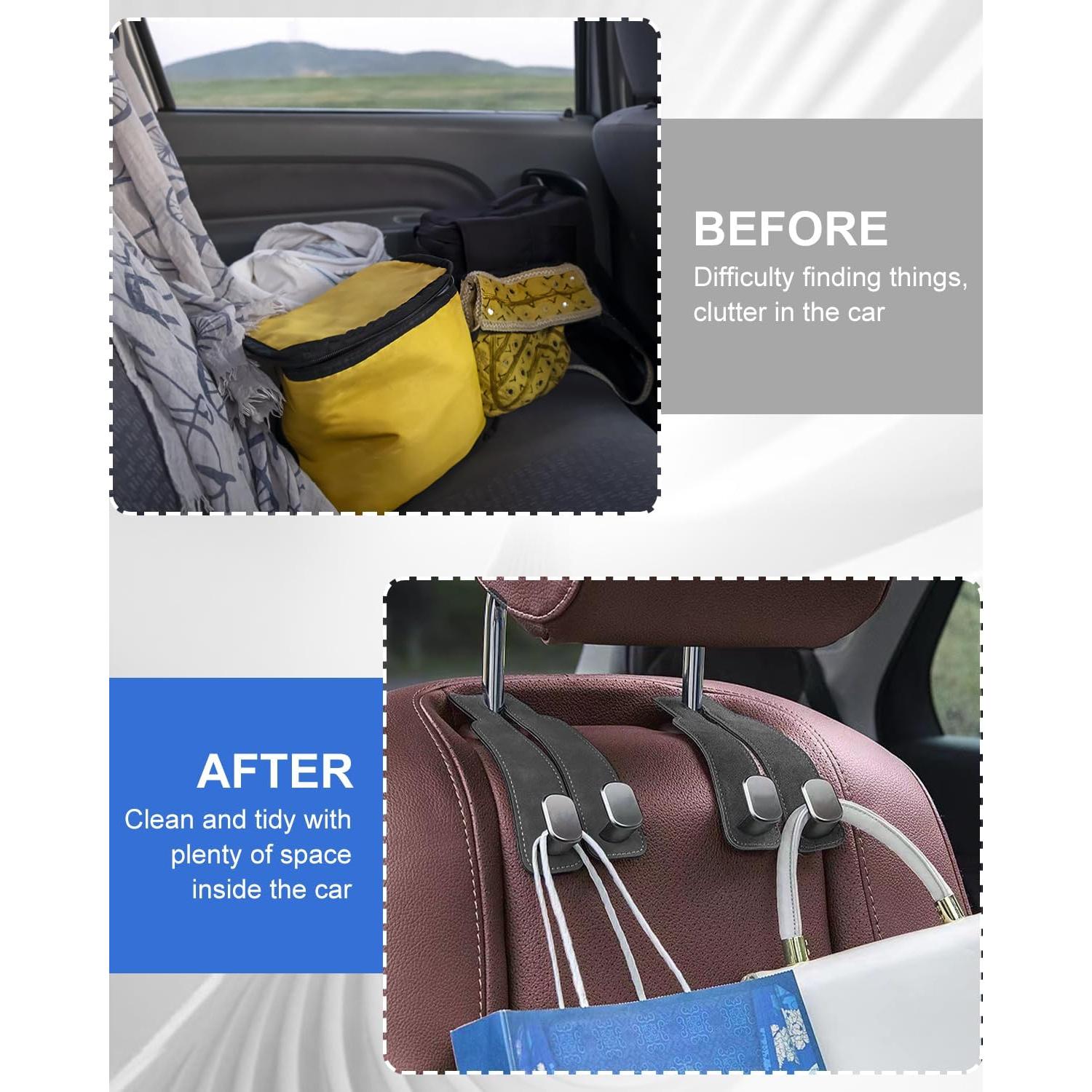 Ganchos para Cabezal de Asiento Sousac - 2 Pcs, Gris, Cuero