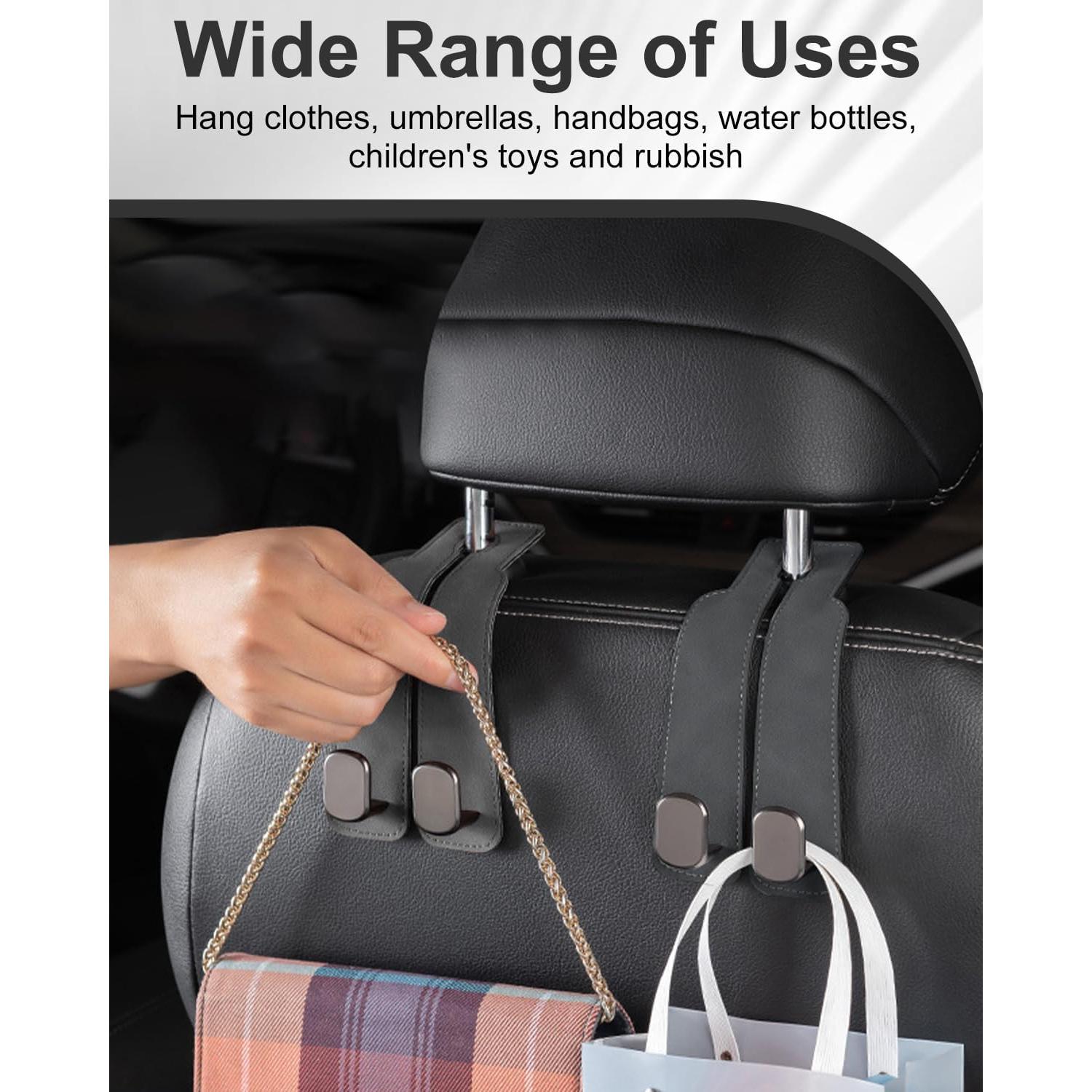 Ganchos para Cabezal de Asiento Sousac - 2 Pcs, Gris, Cuero