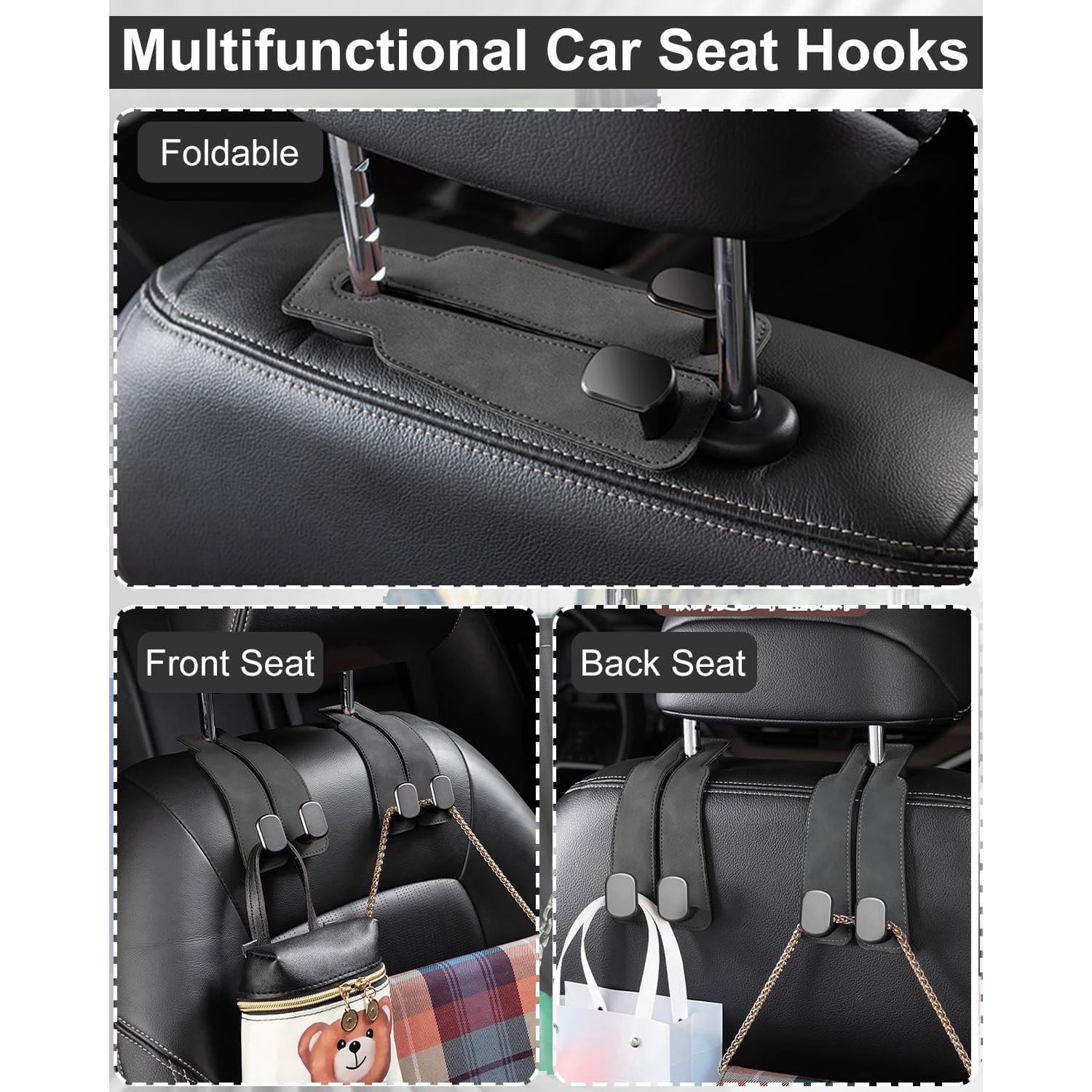 Ganchos para Cabezal de Asiento Sousac - 2 Pcs, Gris, Cuero