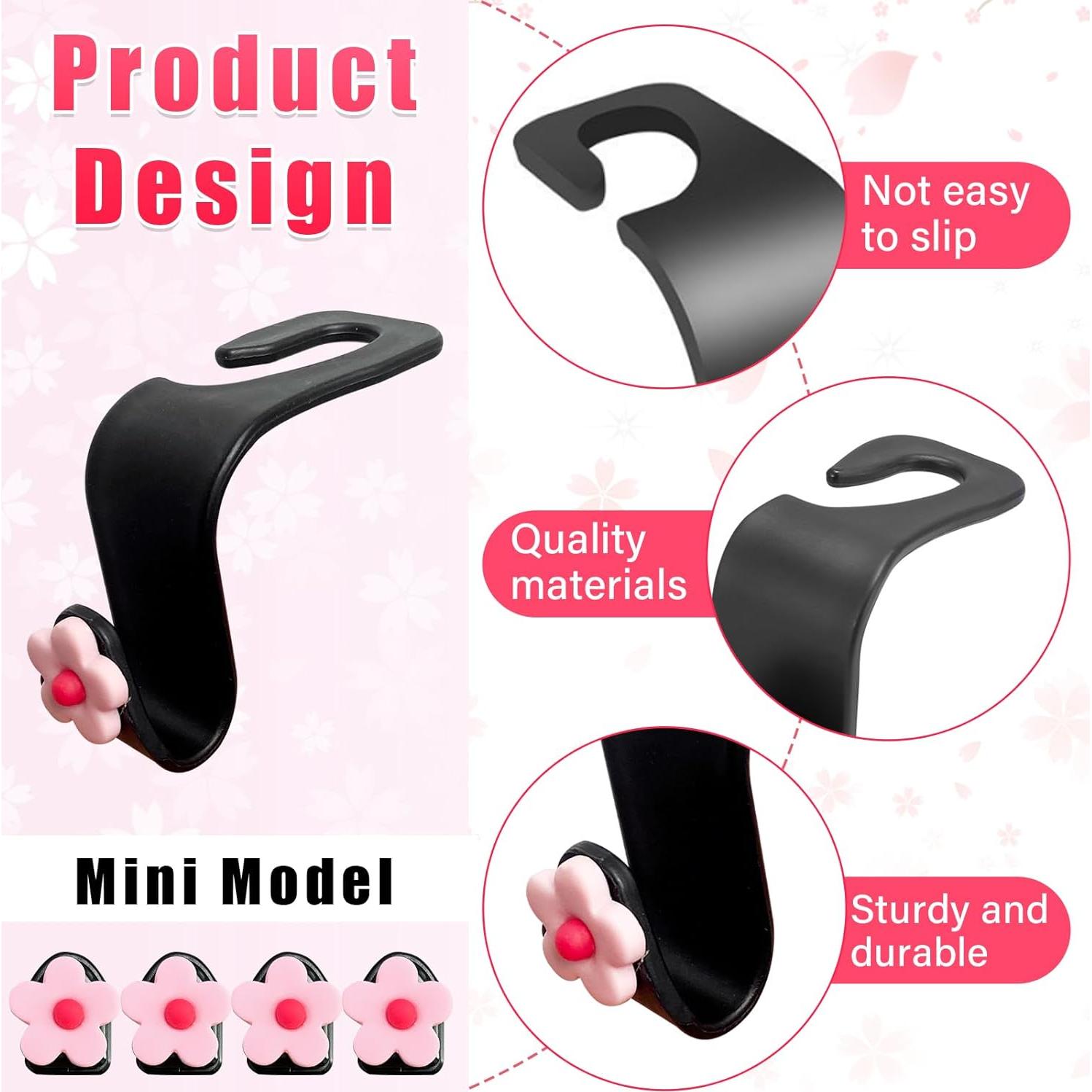 Ganchos para Reposacabezas de Auto Augeny 8 PCS Rosa