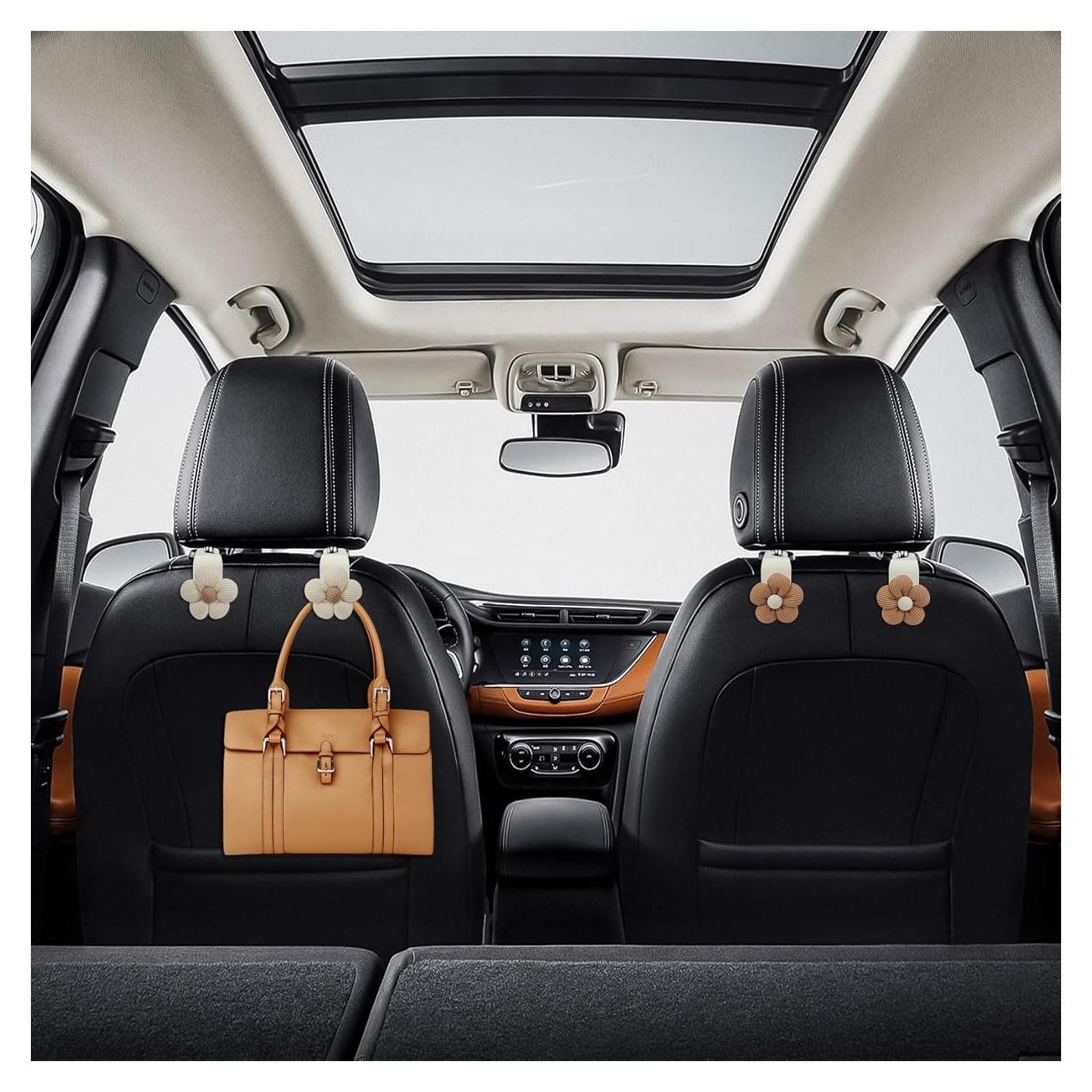 Ganchos de Coche RGOAANC 4PCS Flora Blanca para Bolsos