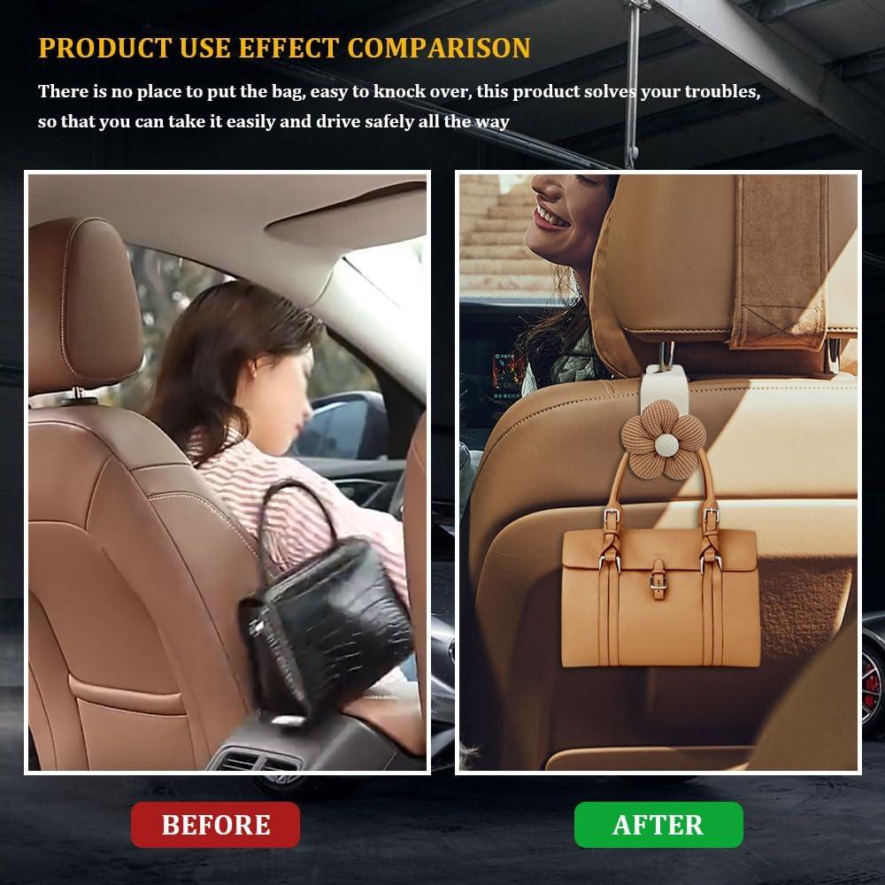 Ganchos de Coche RGOAANC 4PCS Flora Blanca para Bolsos