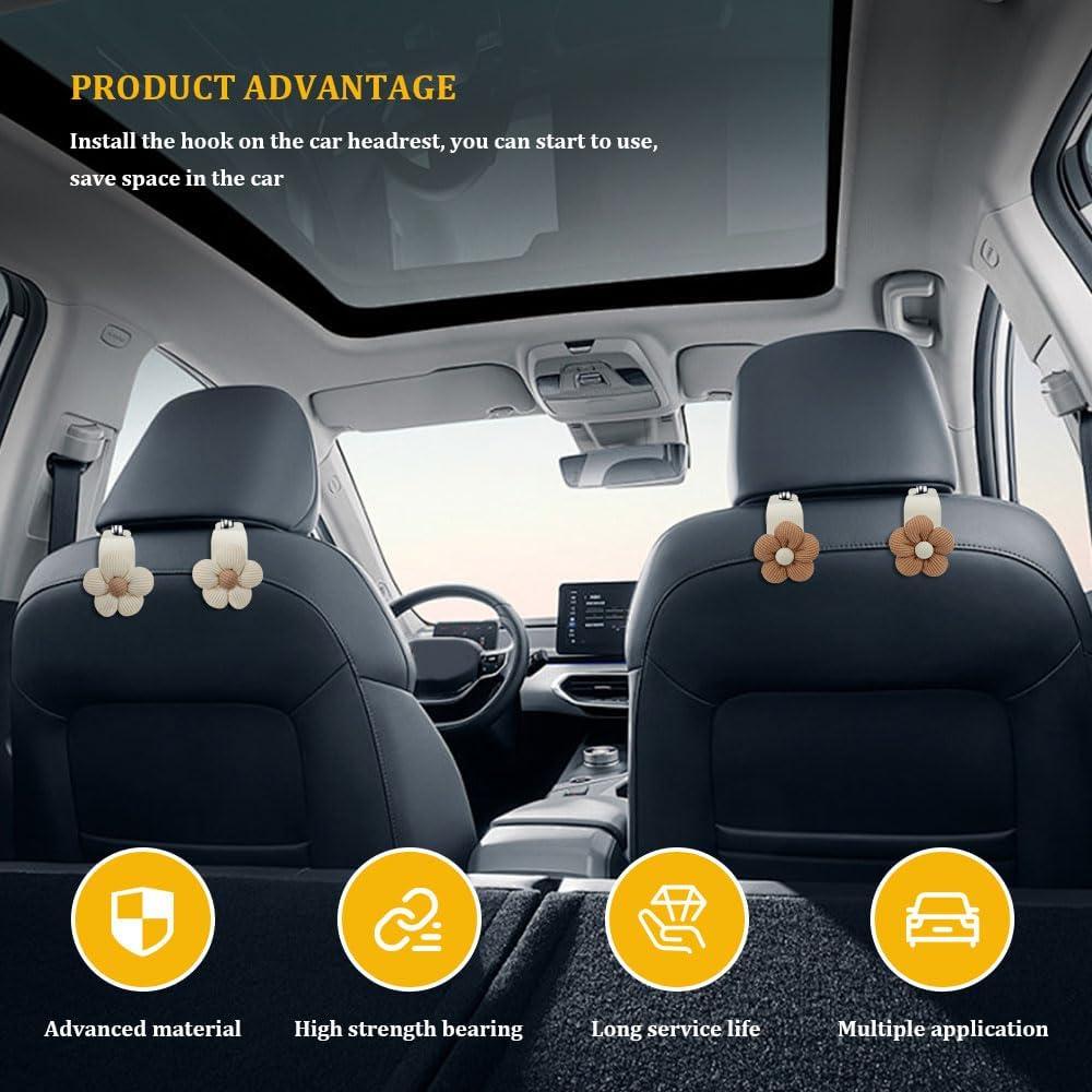 Ganchos de Coche RGOAANC 4PCS Flora Blanca para Bolsos