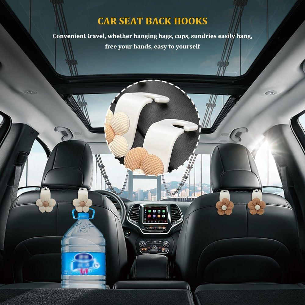 Ganchos de Coche RGOAANC 4PCS Flora Blanca para Bolsos