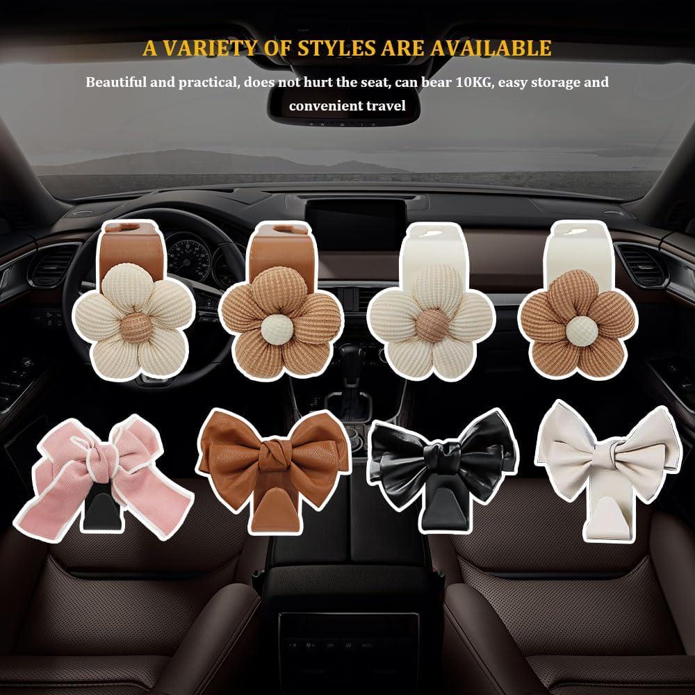 Ganchos de Coche RGOAANC 4PCS Flora Blanca para Bolsos