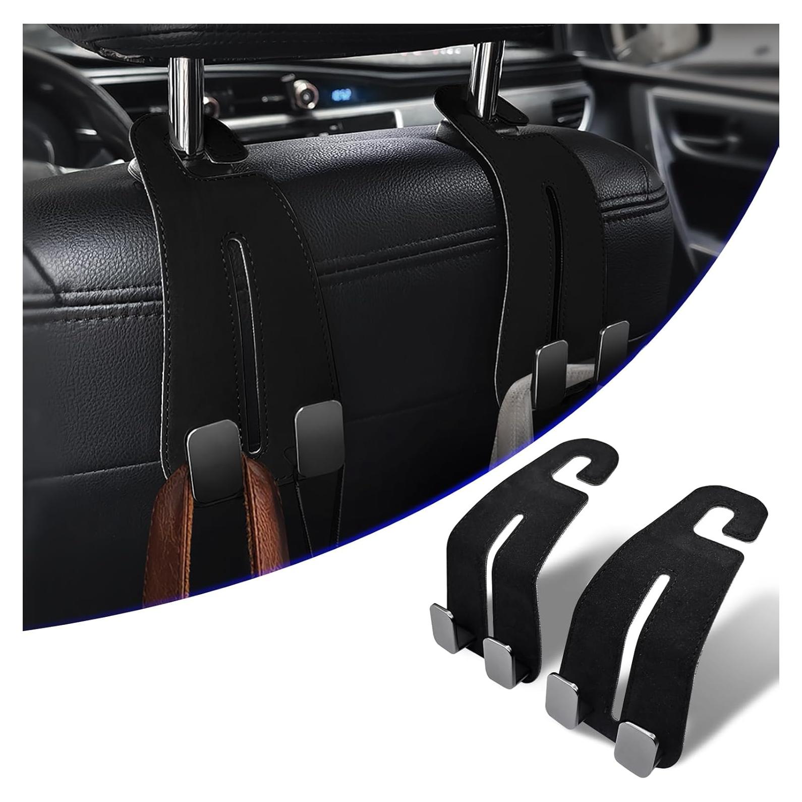 Ganchos para Reposacabezas de Coche GZSH 2 Pcs Cuero Negro