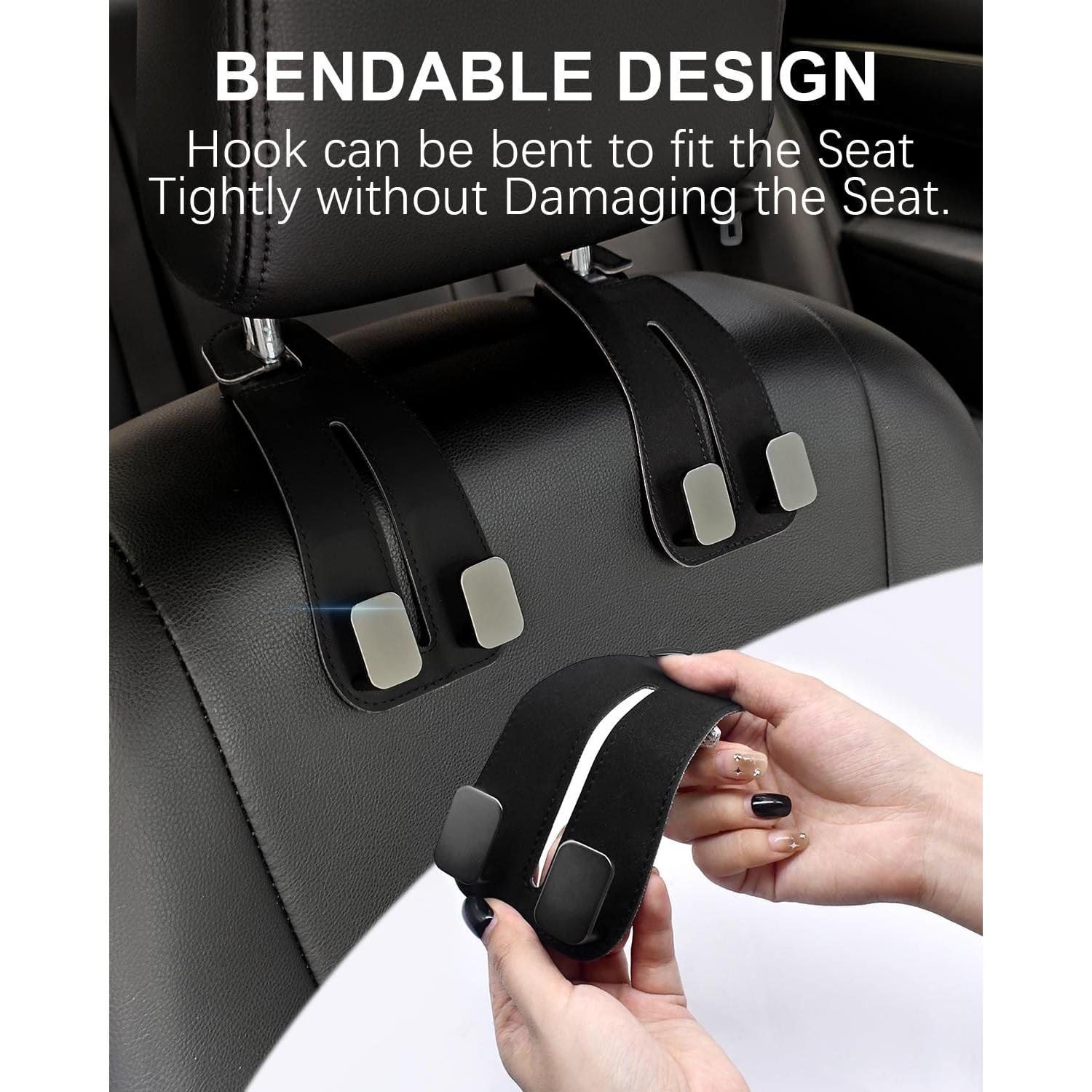 Ganchos para Reposacabezas de Coche GZSH 2 Pcs Cuero Negro