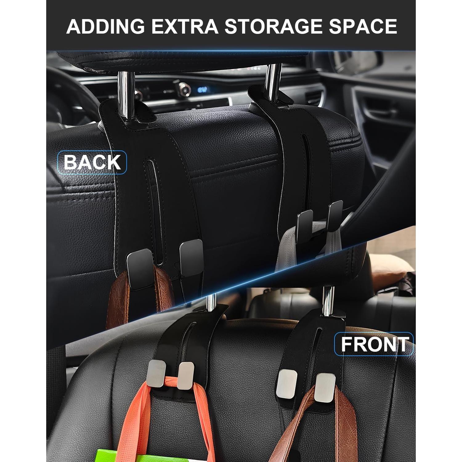 Ganchos para Reposacabezas de Coche GZSH 2 Pcs Cuero Negro