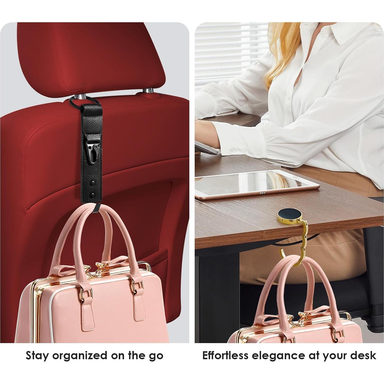 Ganchos para bolso de coche Enlivik - Juego de 2 ganchos de cuero