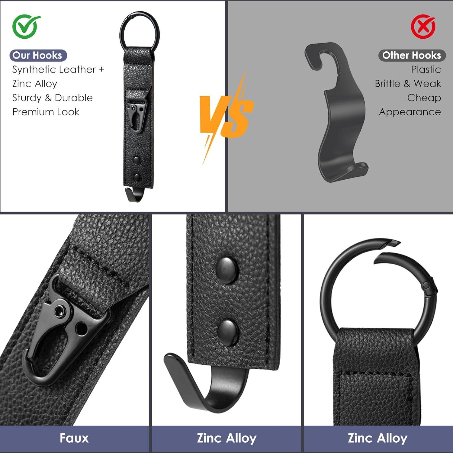 Ganchos para bolso de coche Enlivik - Juego de 2 ganchos de cuero