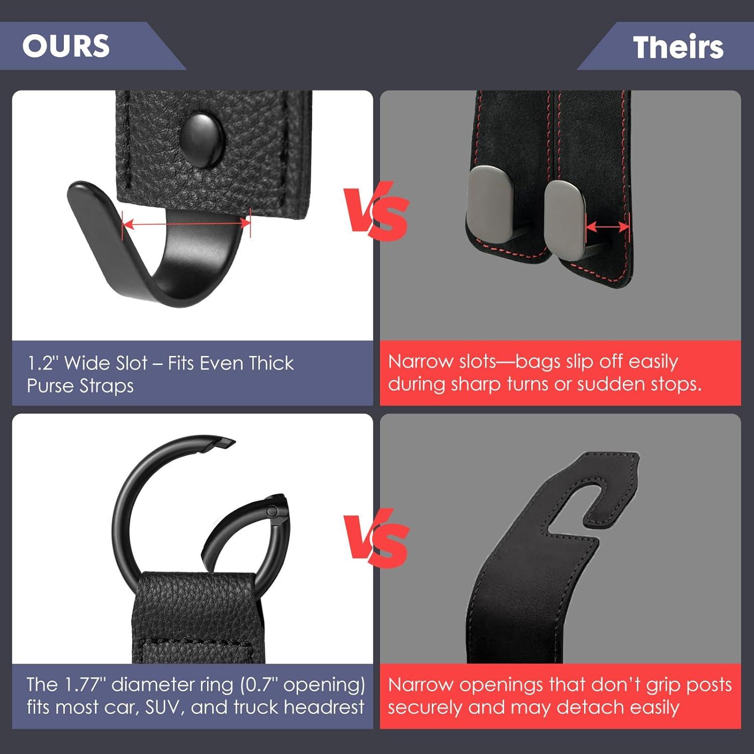 Ganchos para bolso de coche Enlivik - Juego de 2 ganchos de cuero