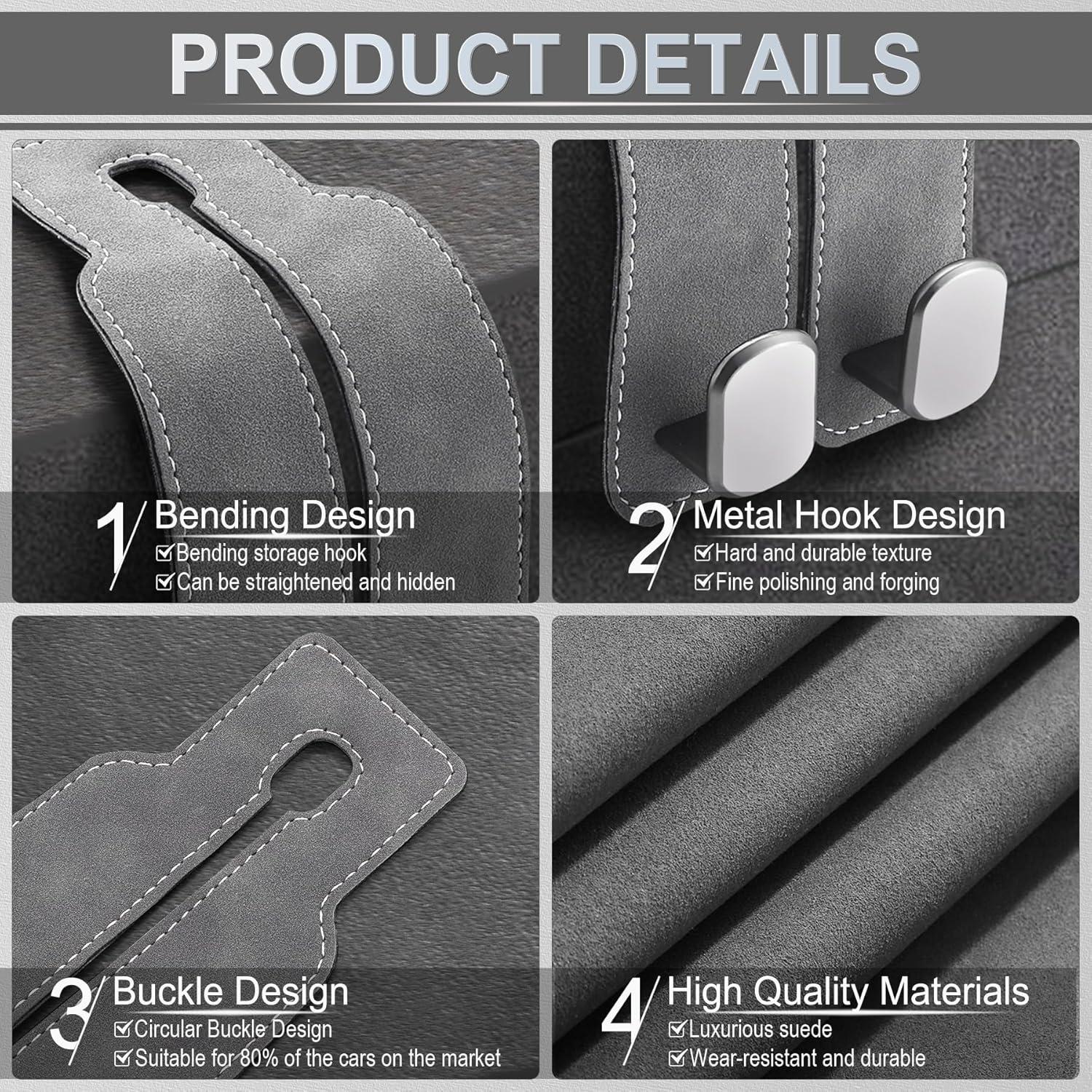 Gancho Doble para Reposacabezas LivTee - Organizador de Automóvil Gris