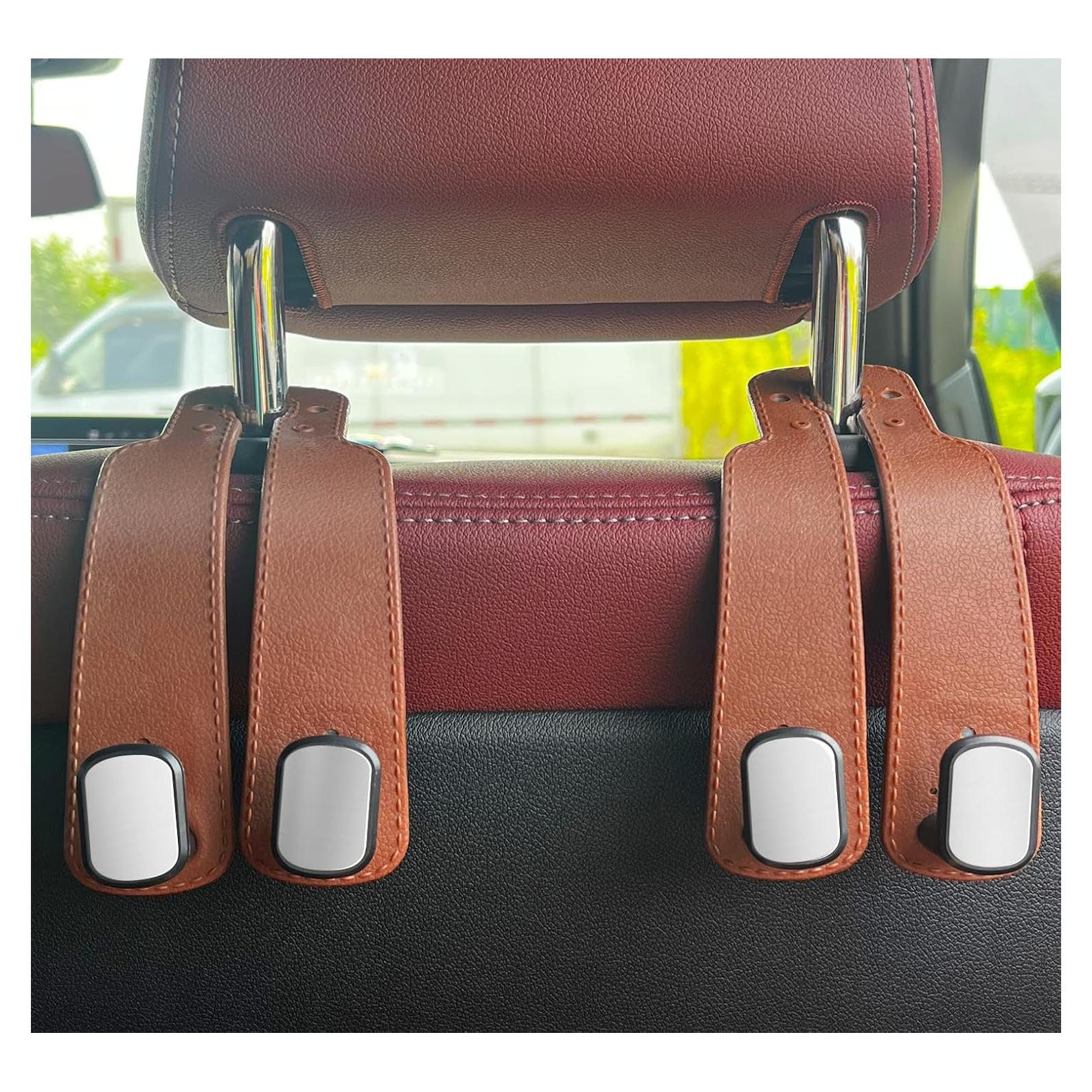 Ganchos para Reposacabezas DEIHAALEN 2 Pcs Marrón de Cuero