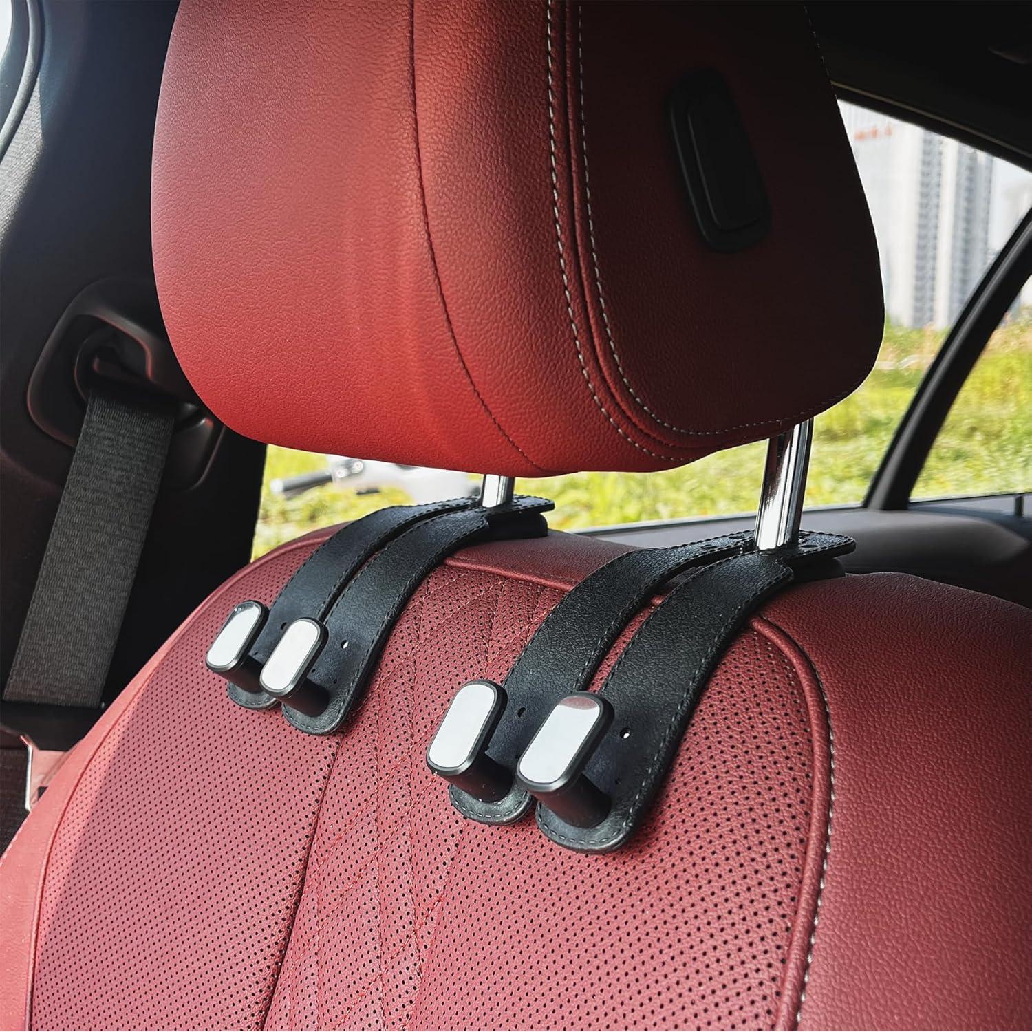 Ganchos para Reposacabezas DEIHAALEN 2 Pcs Marrón de Cuero