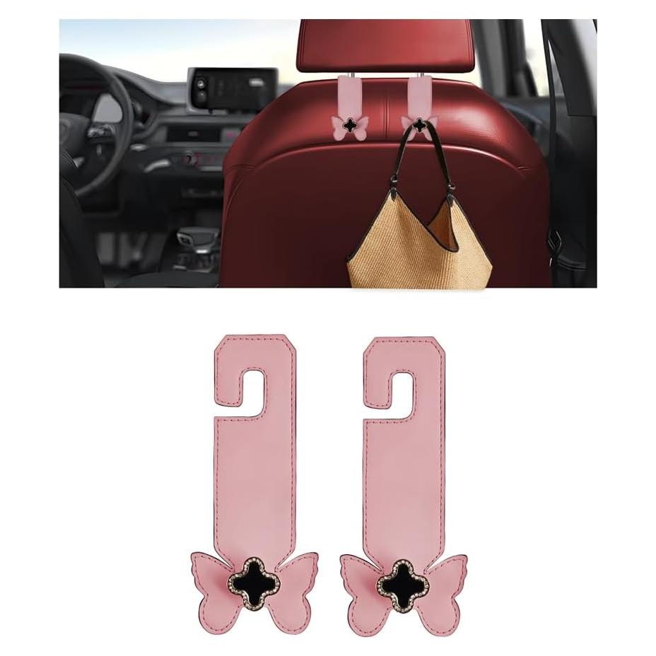 Ganchos para Reposacabezas de Coche KHGUZ - 2PCS Rosa Mariposa