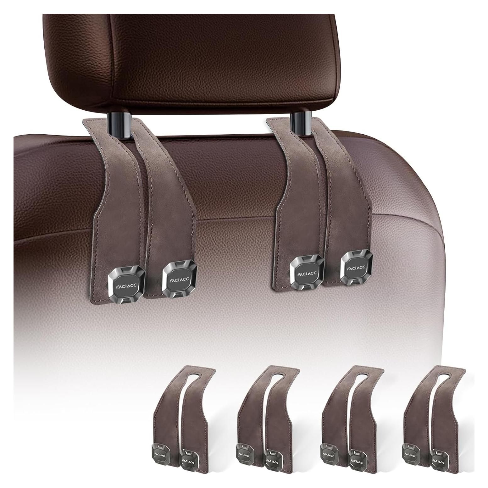 Ganchos para Reposacabezas de Coche FACIACC 4 Pack Marrón