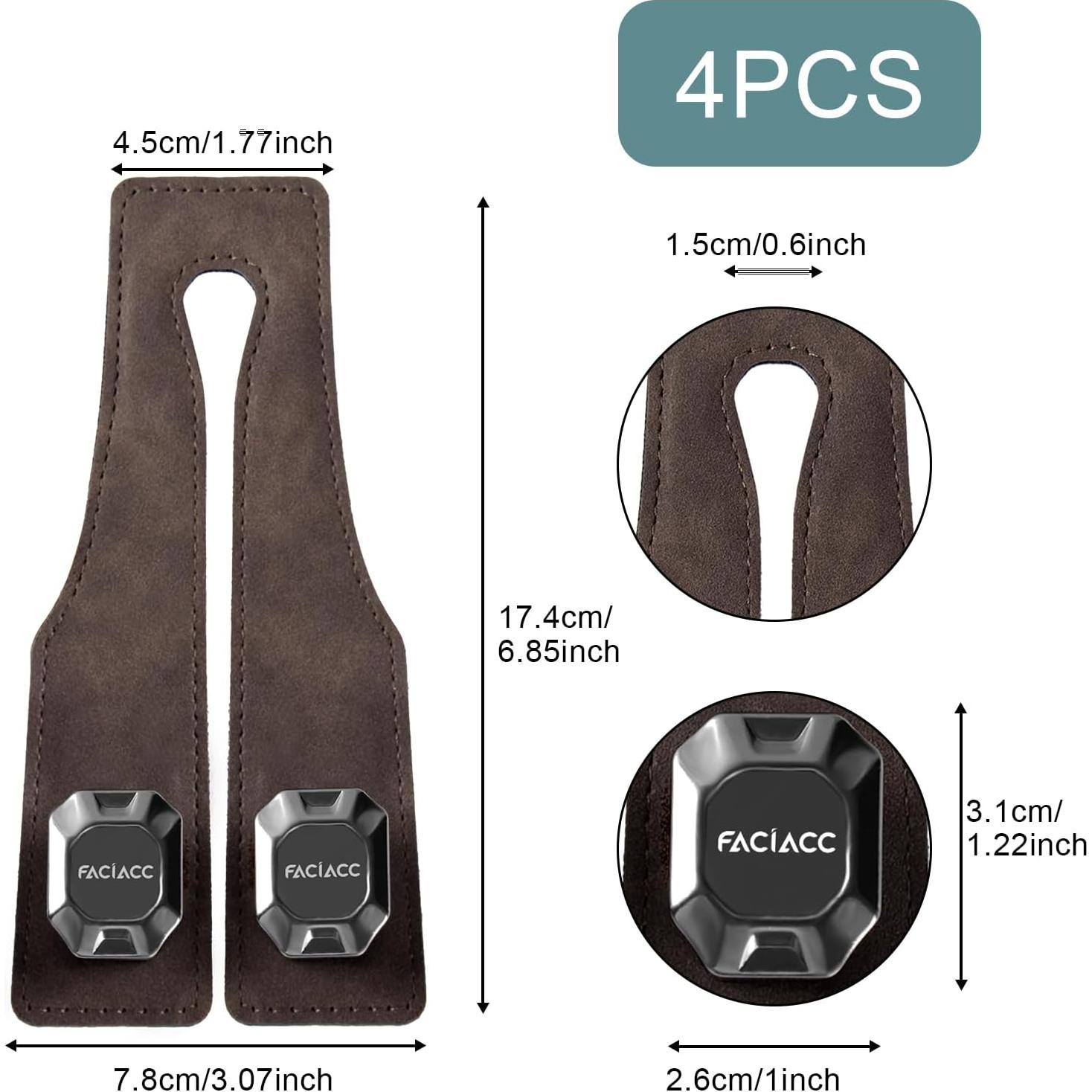 Ganchos para Reposacabezas de Coche FACIACC 4 Pack Marrón