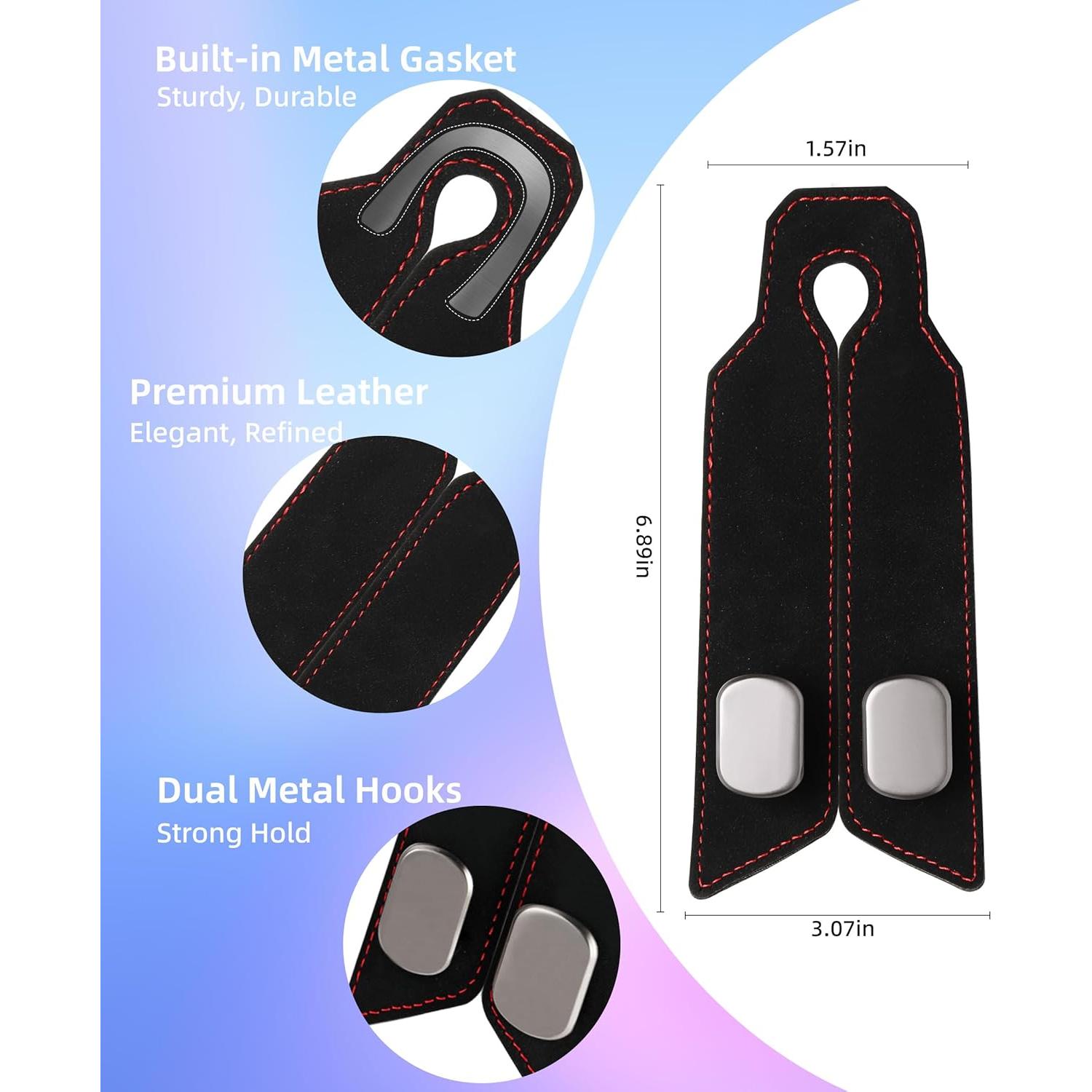 Ganchos para Reposacabezas de Coche atFivoy - 2 Pcs Metal Cuero