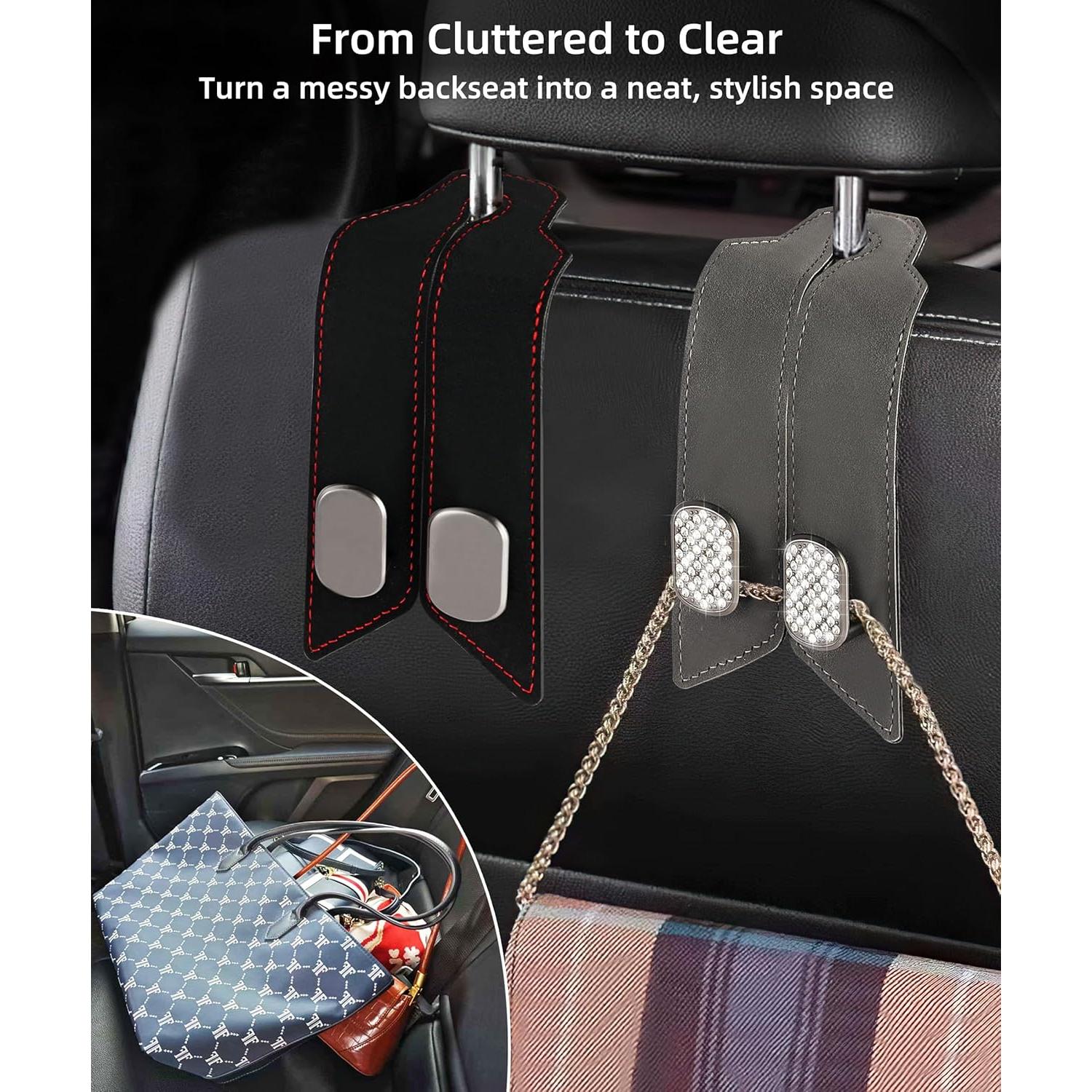 Ganchos para Reposacabezas de Coche atFivoy - 2 Pcs Metal Cuero