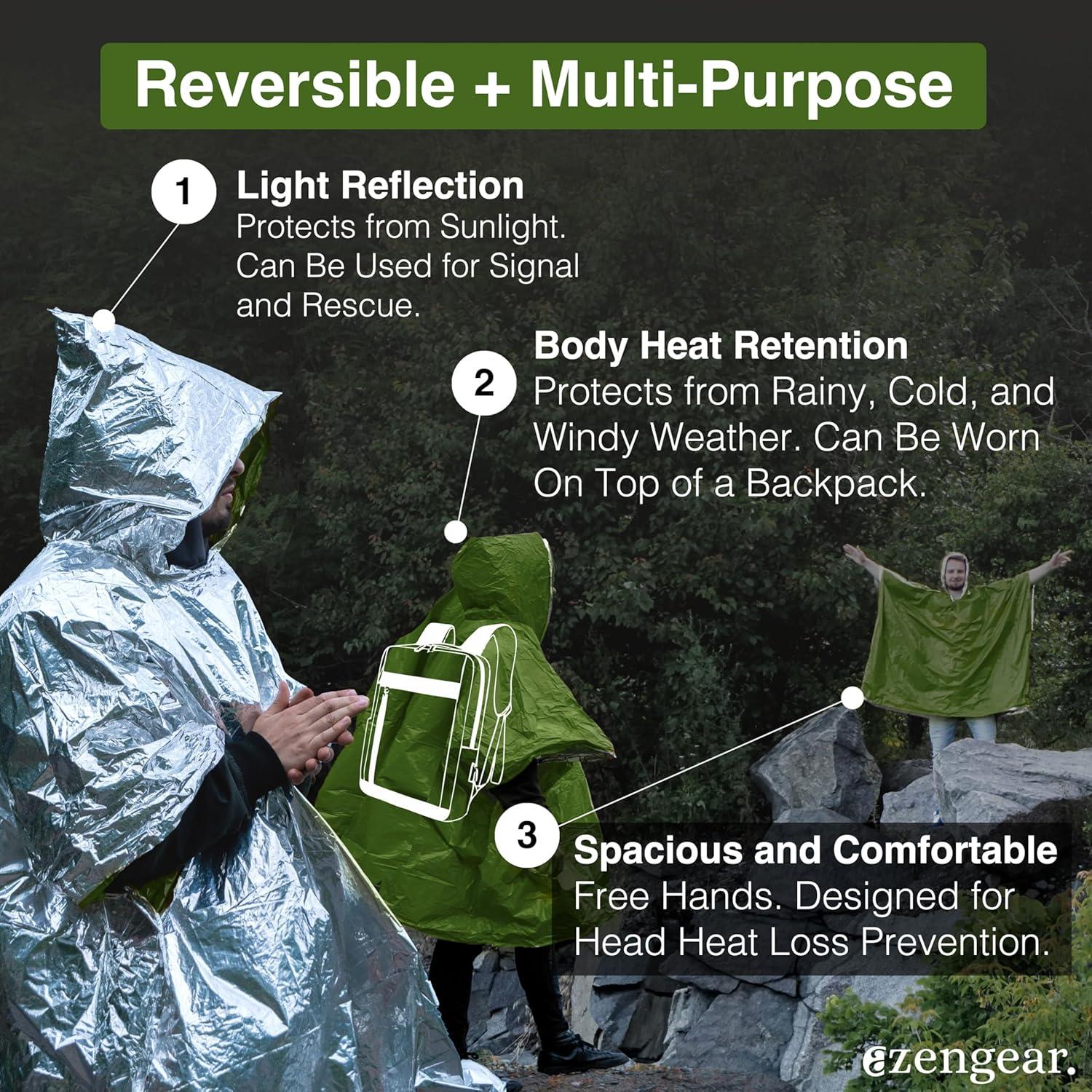 Poncho de Supervivencia aZengear Verde Reversible 100x130cm