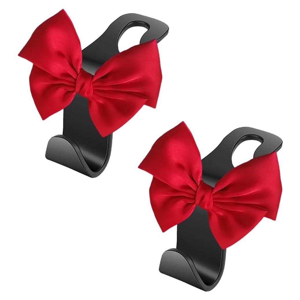 Ganchos para bolso de coche Luchike - Paquete de 2, lazo rojo