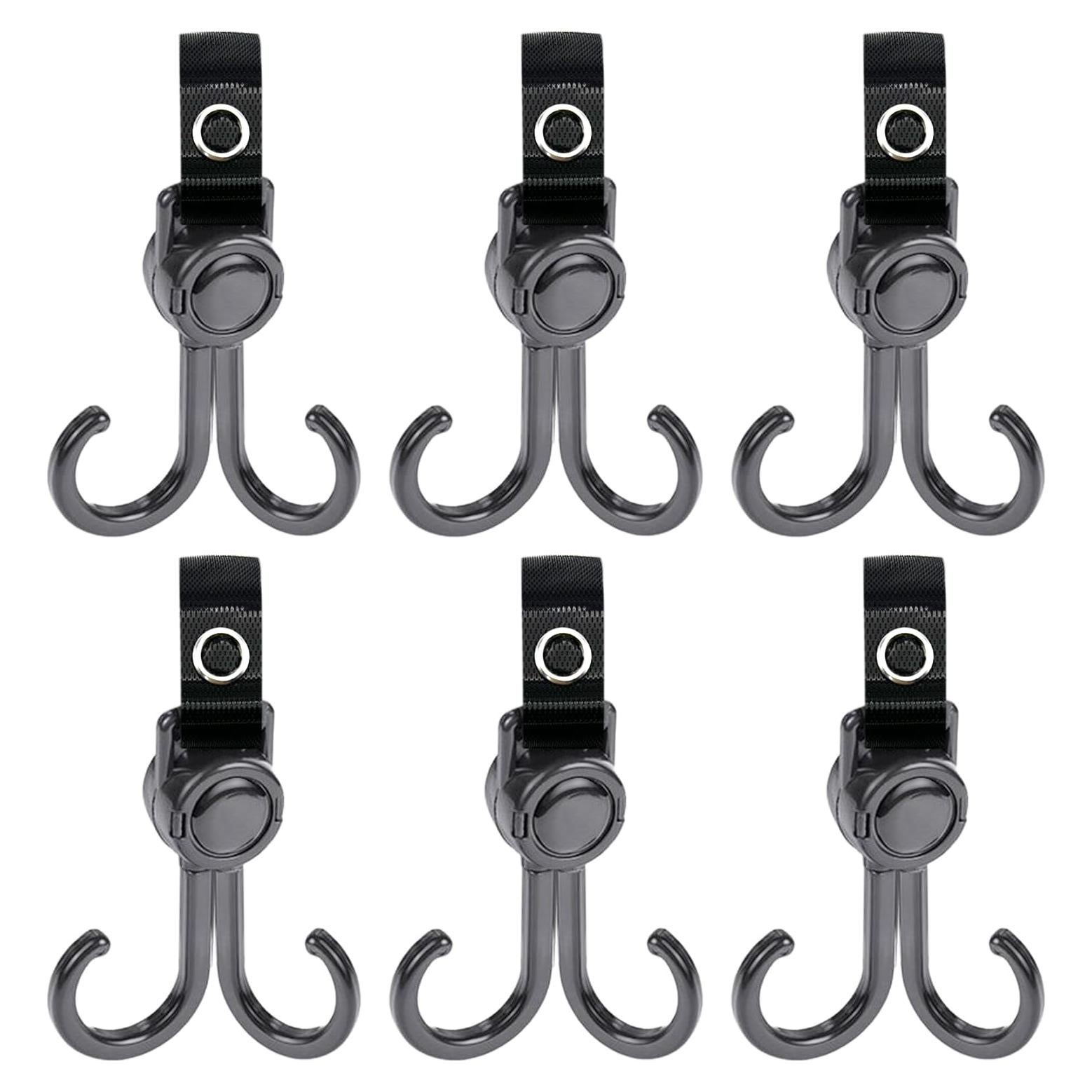 Ganchos para Cochecito Doble 6 Pcs Negro - Organizador Ajustable