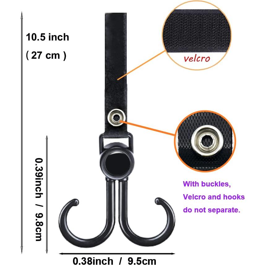 Ganchos para Cochecito Doble 6 Pcs Negro - Organizador Ajustable