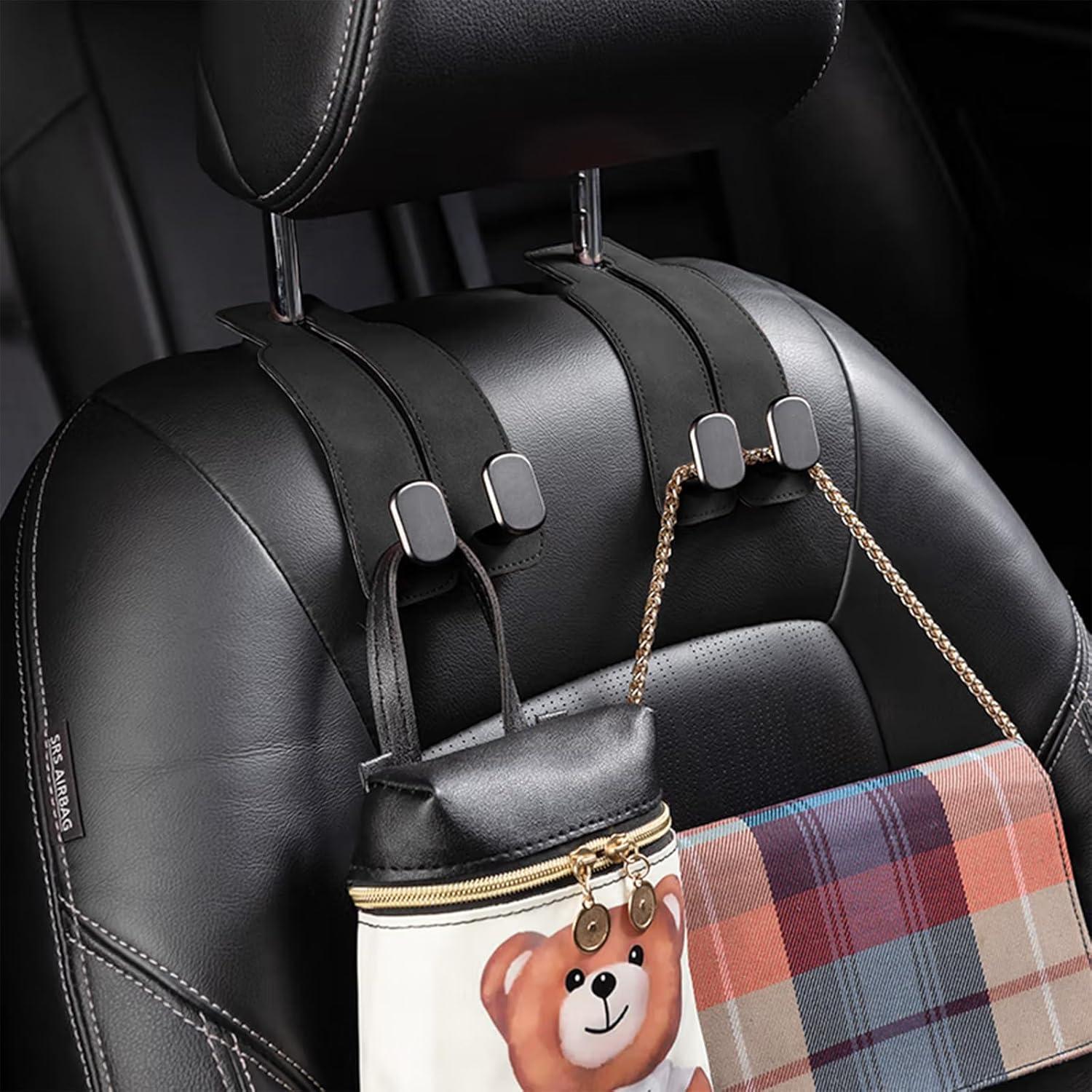 Paquete de 2 Ganchos de Cuero para Reposacabezas GONTSIG