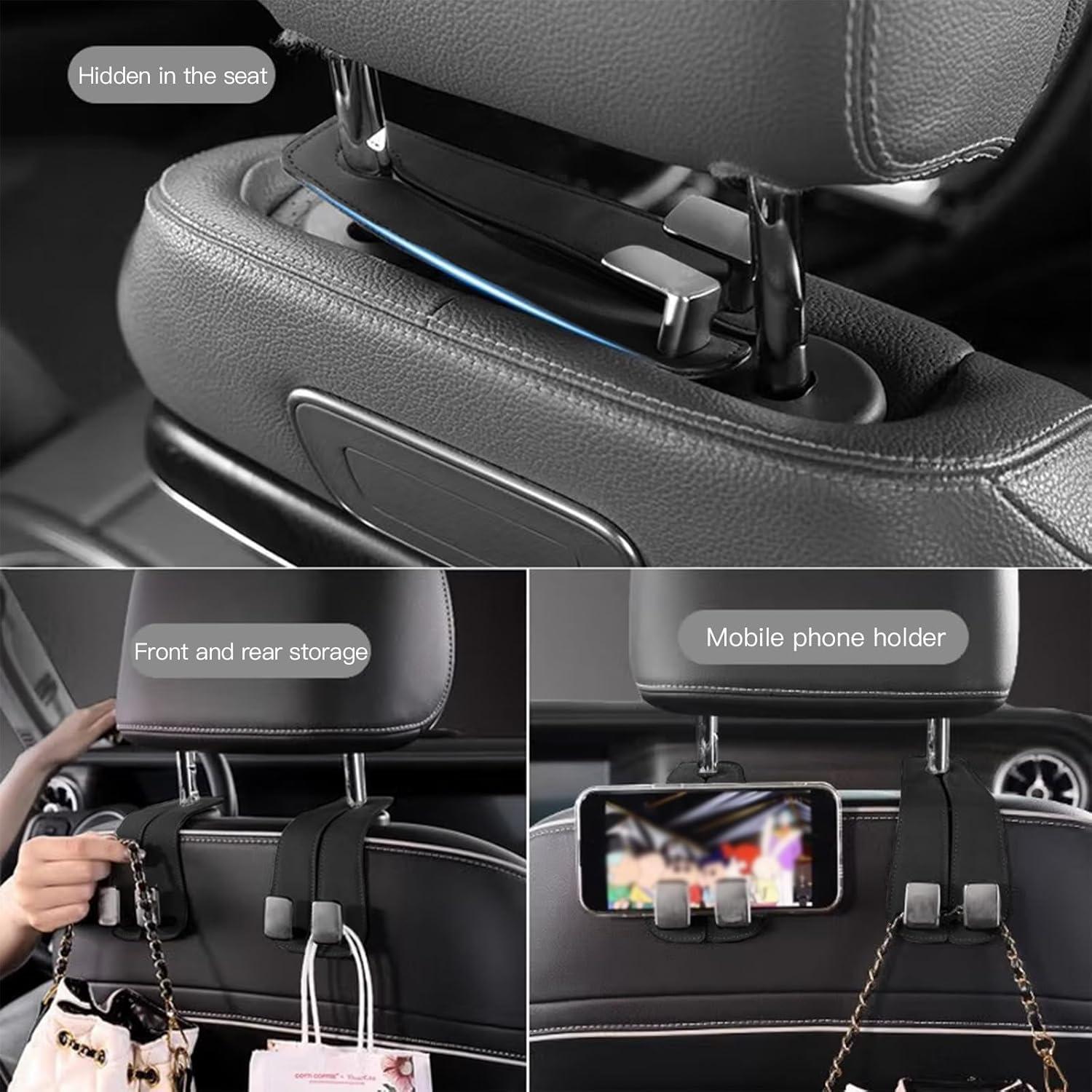 Paquete de 2 Ganchos de Cuero para Reposacabezas GONTSIG