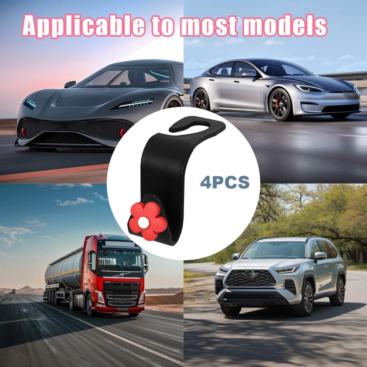 4 Ganchos para Reposacabezas de Coche KHGUZ Negro/Rojo