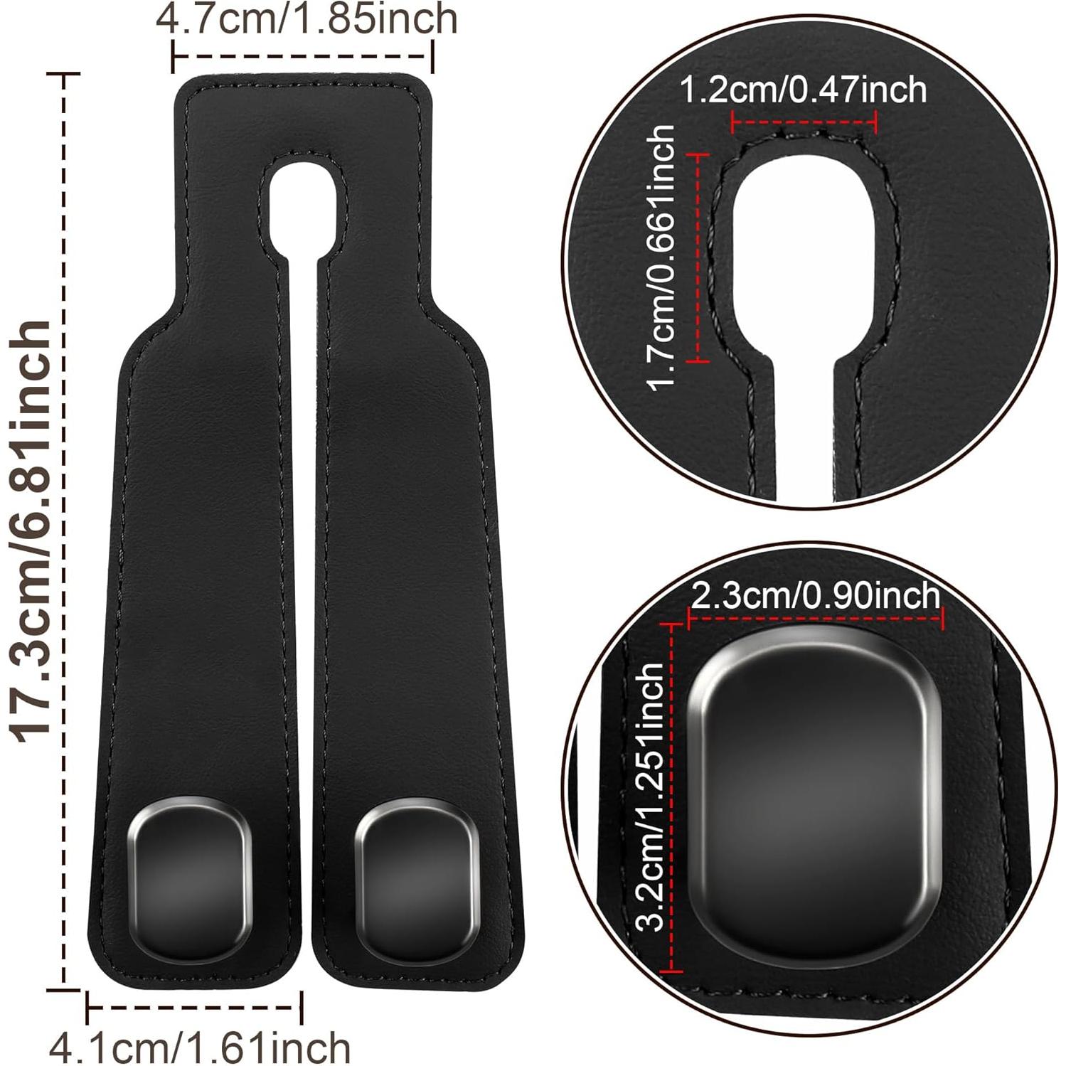 Ganchos para reposacabezas Amelity - 4 Pack Negro