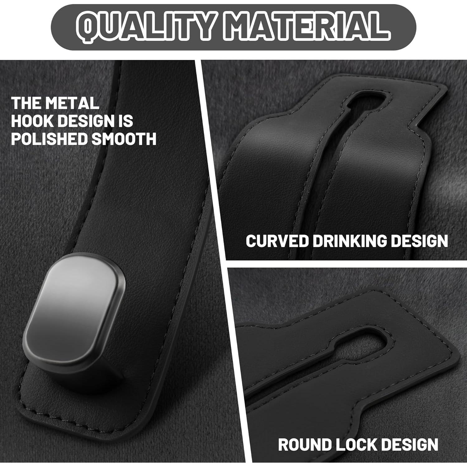 Ganchos para reposacabezas Amelity - 4 Pack Negro