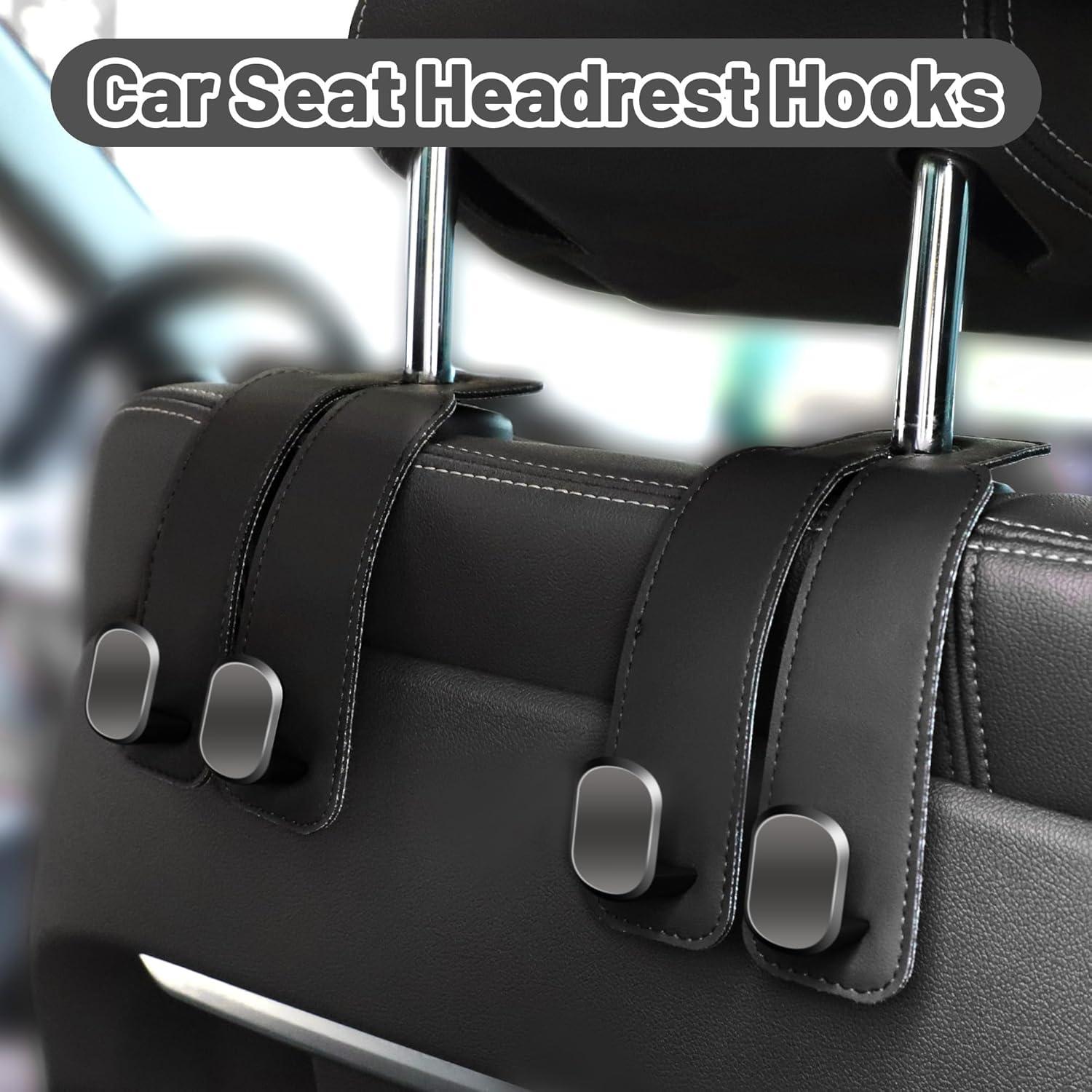 Ganchos para reposacabezas Amelity - 4 Pack Negro