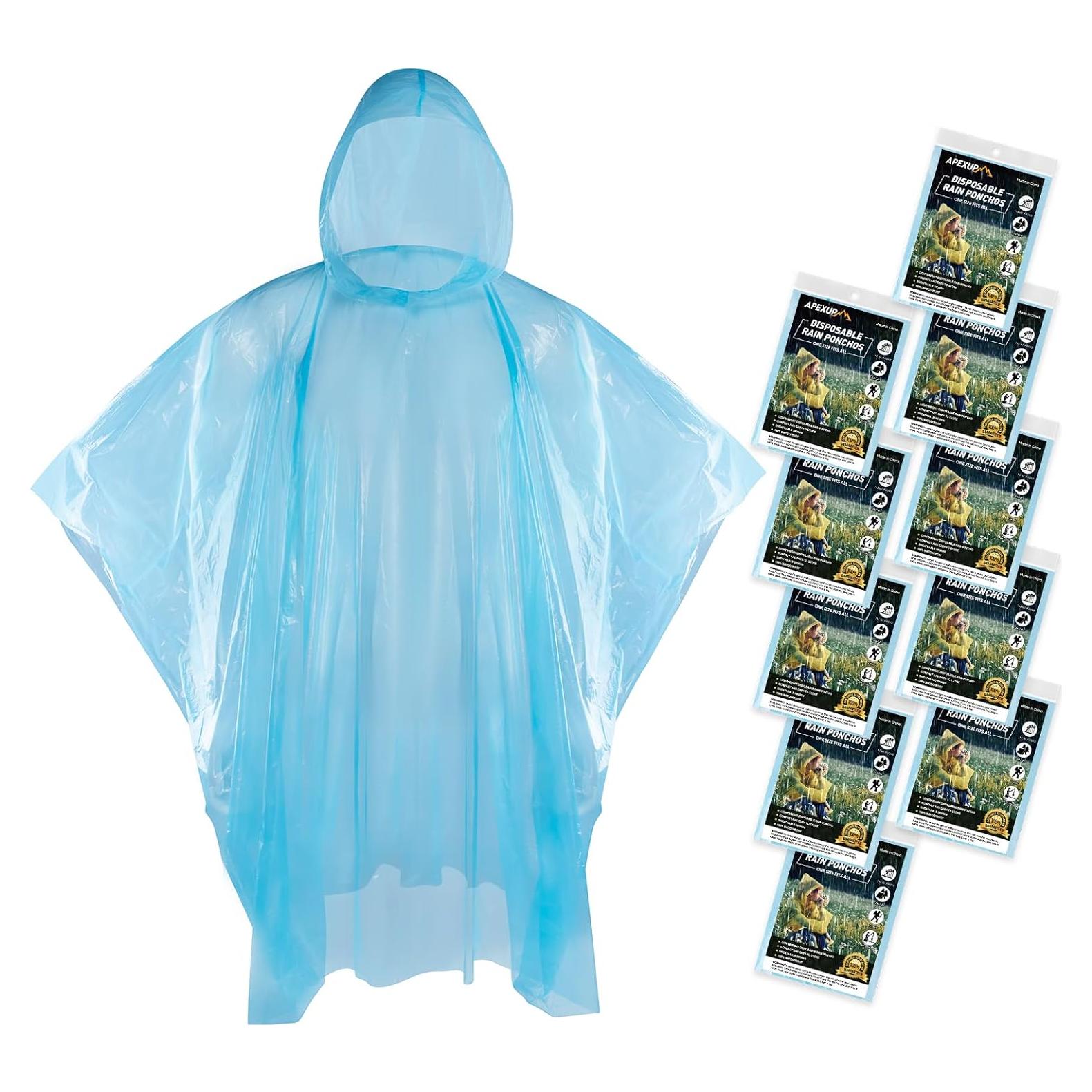Ponchos Desechables APEXUP para Adultos - Paquete de 10 Azul