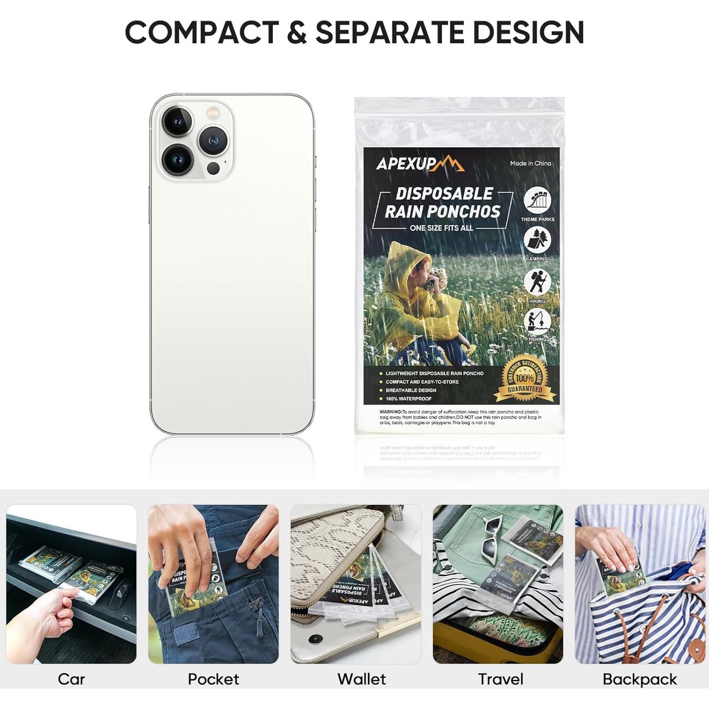 Ponchos Desechables APEXUP para Adultos - Paquete de 10 Azul