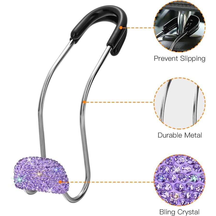 Soporte de bolso SAVORI para coche, ganchos metálicos 2PCS