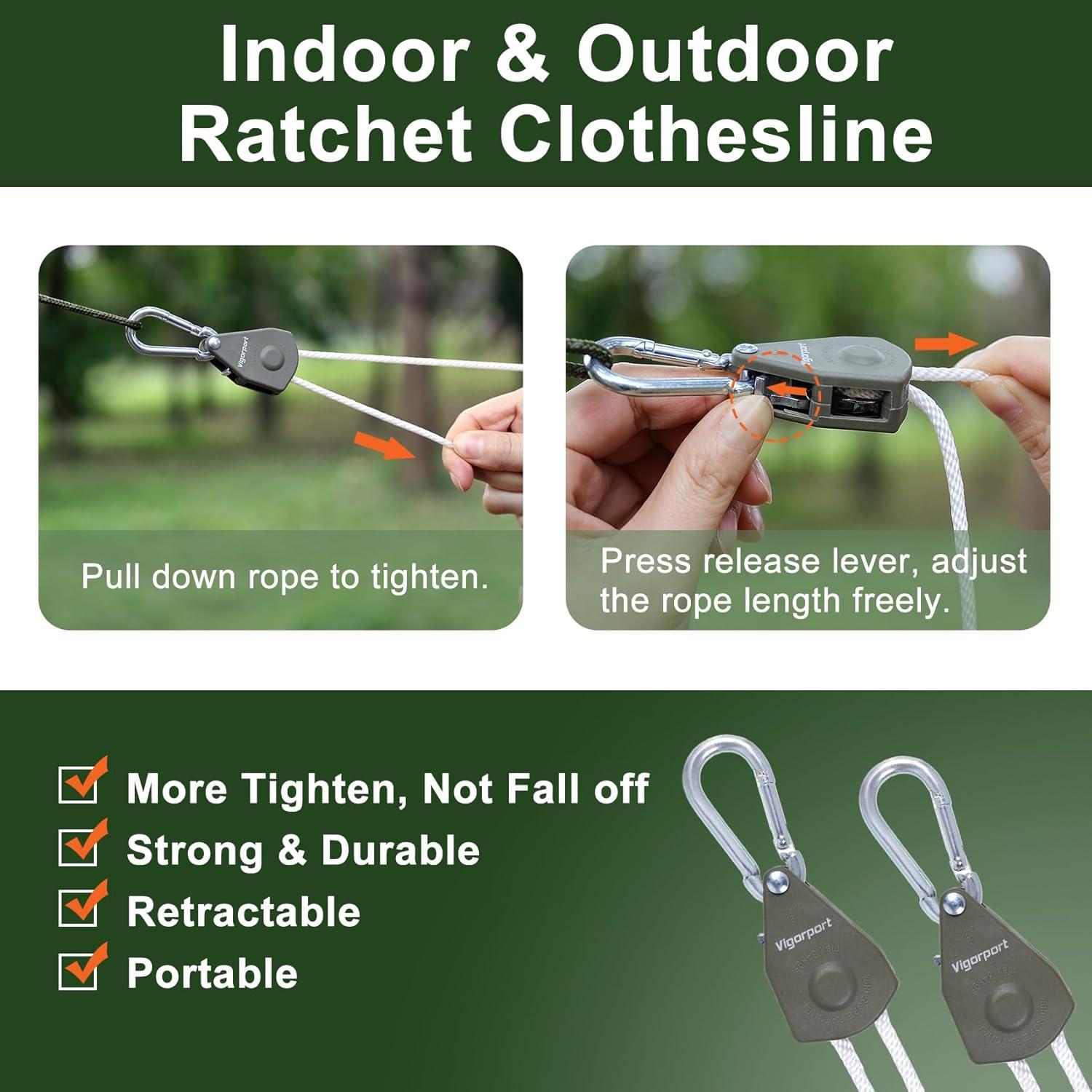 Cuerda de Ropa Retráctil Vigorport 5.8M - 2 Unidades