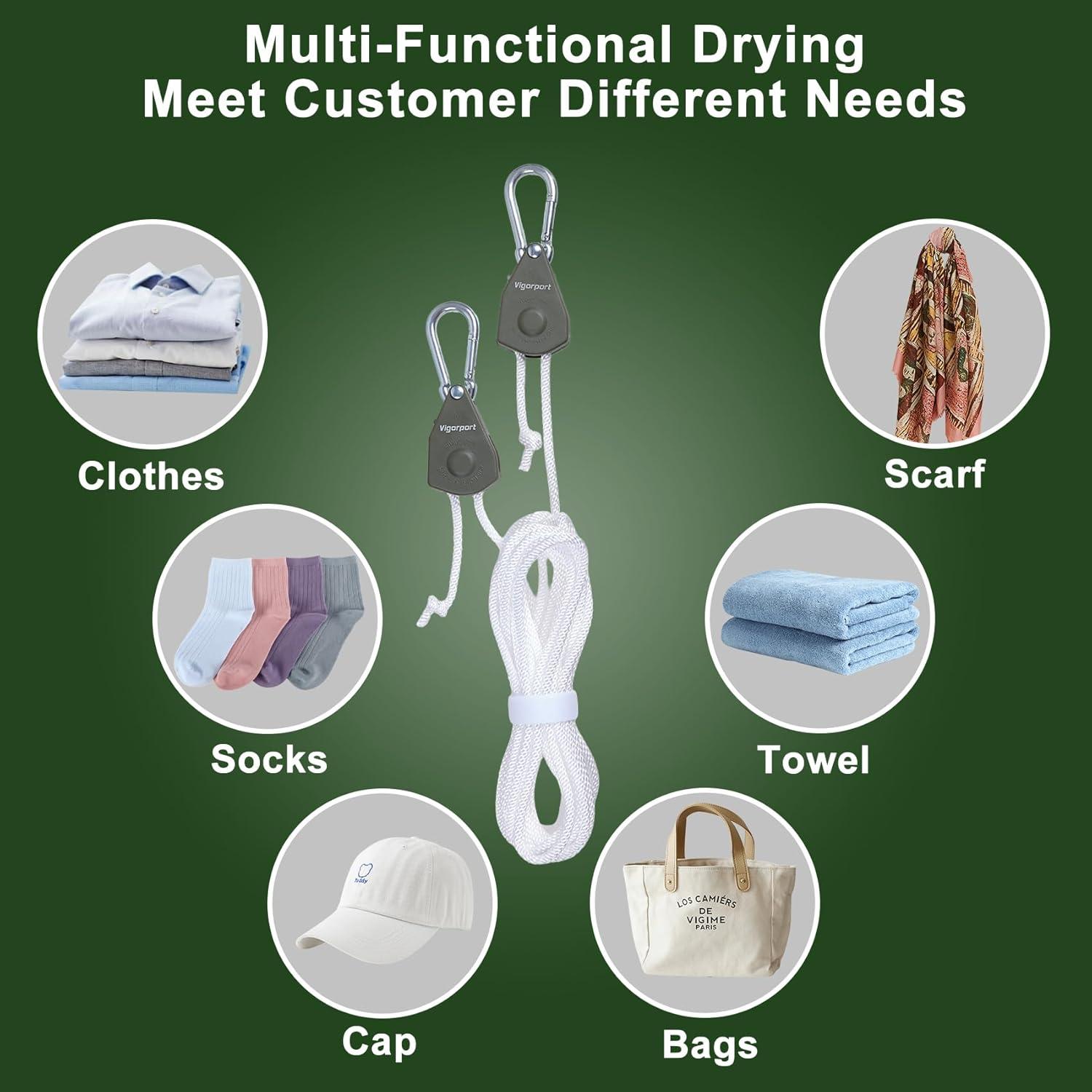 Cuerda de Ropa Retráctil Vigorport 5.8M - 2 Unidades