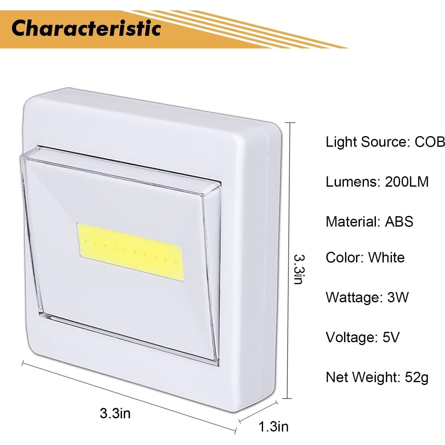Luz de Armario LED TBTEEK 200 Lúmenes, Batería, 4 Pcs