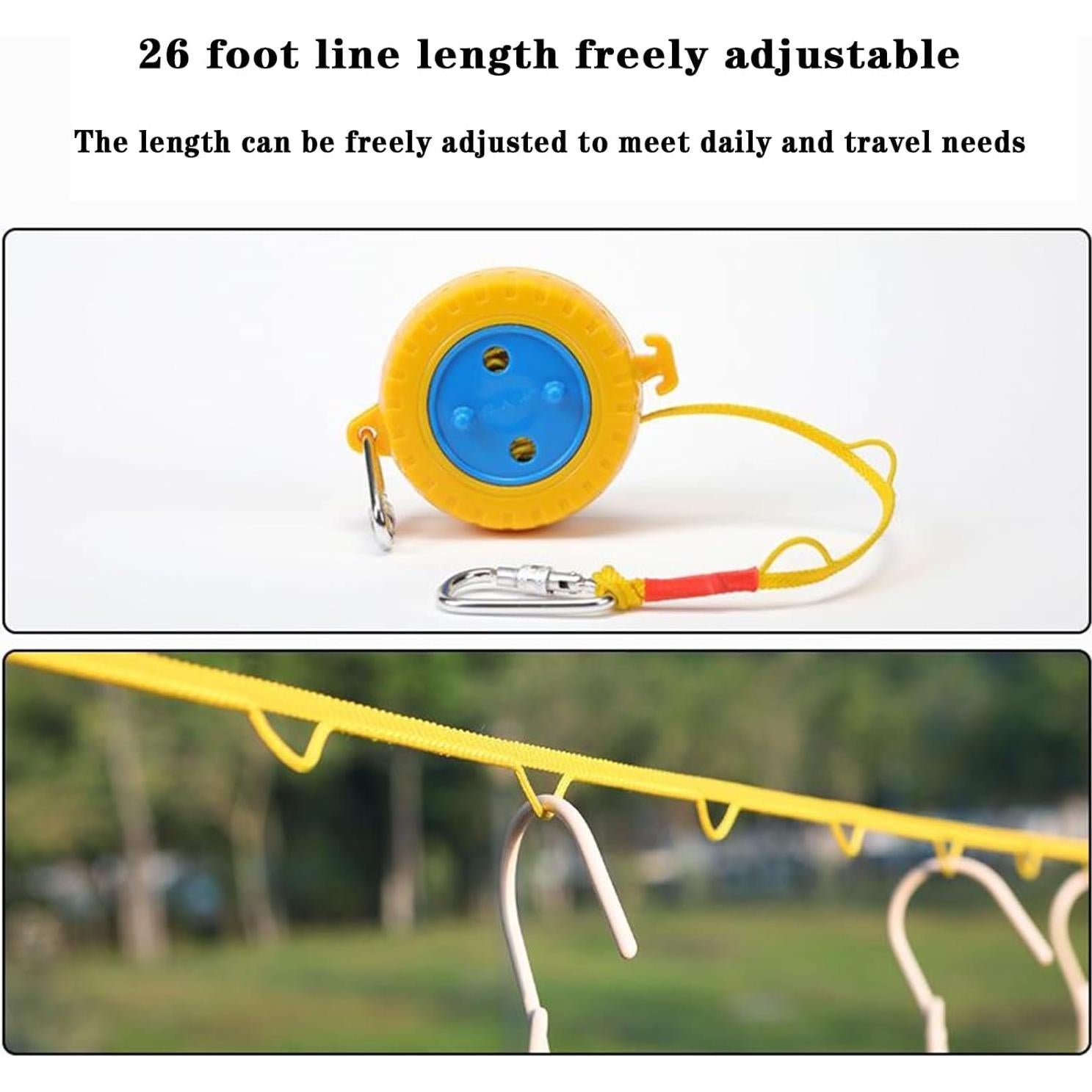 Cuerda de Ropa Portátil VFENHIR 7.92m Ajustable a Prueba de Viento