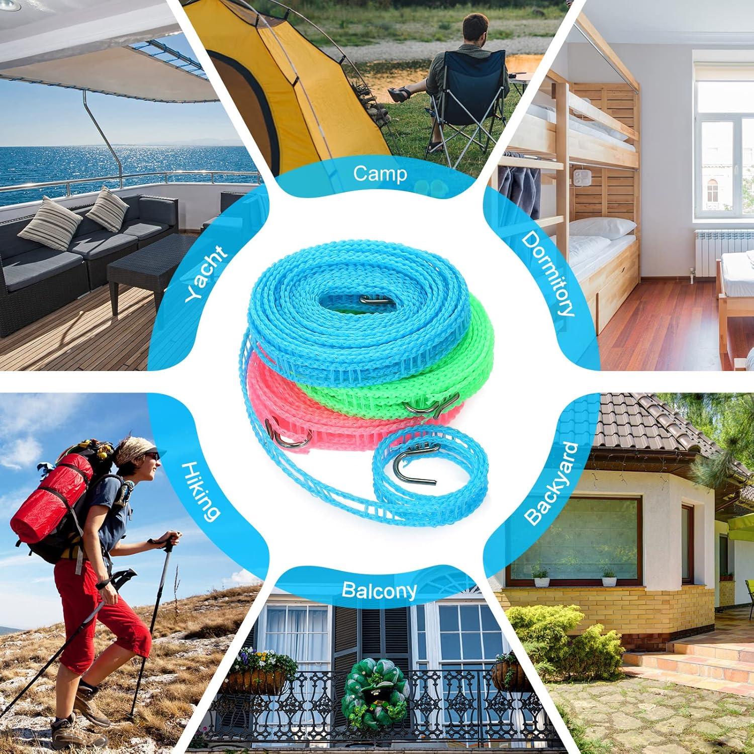 Paquete de 6 Cuerdas de Ropa Portátiles Berlune 5m Ajustables