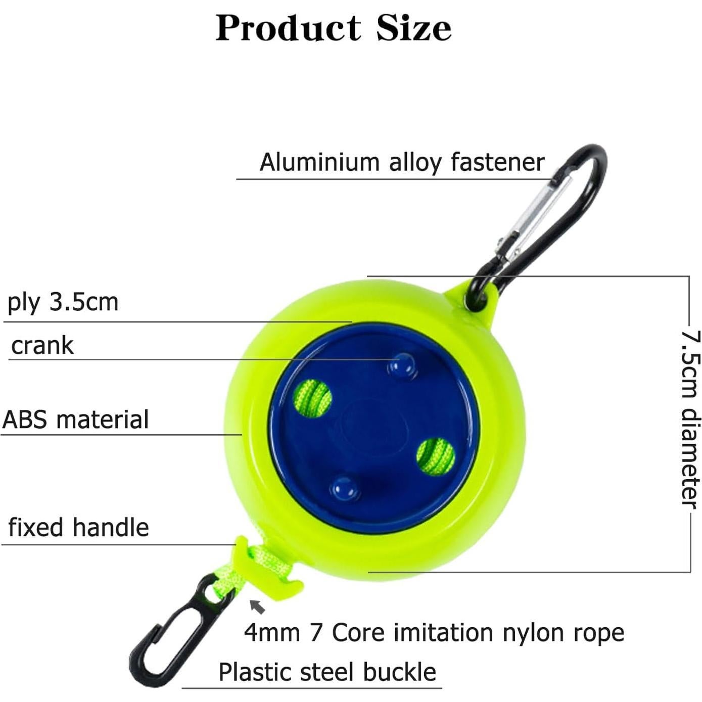 Cuerda de Tendedero Portátil Eforwest 8m Ajustable Verde